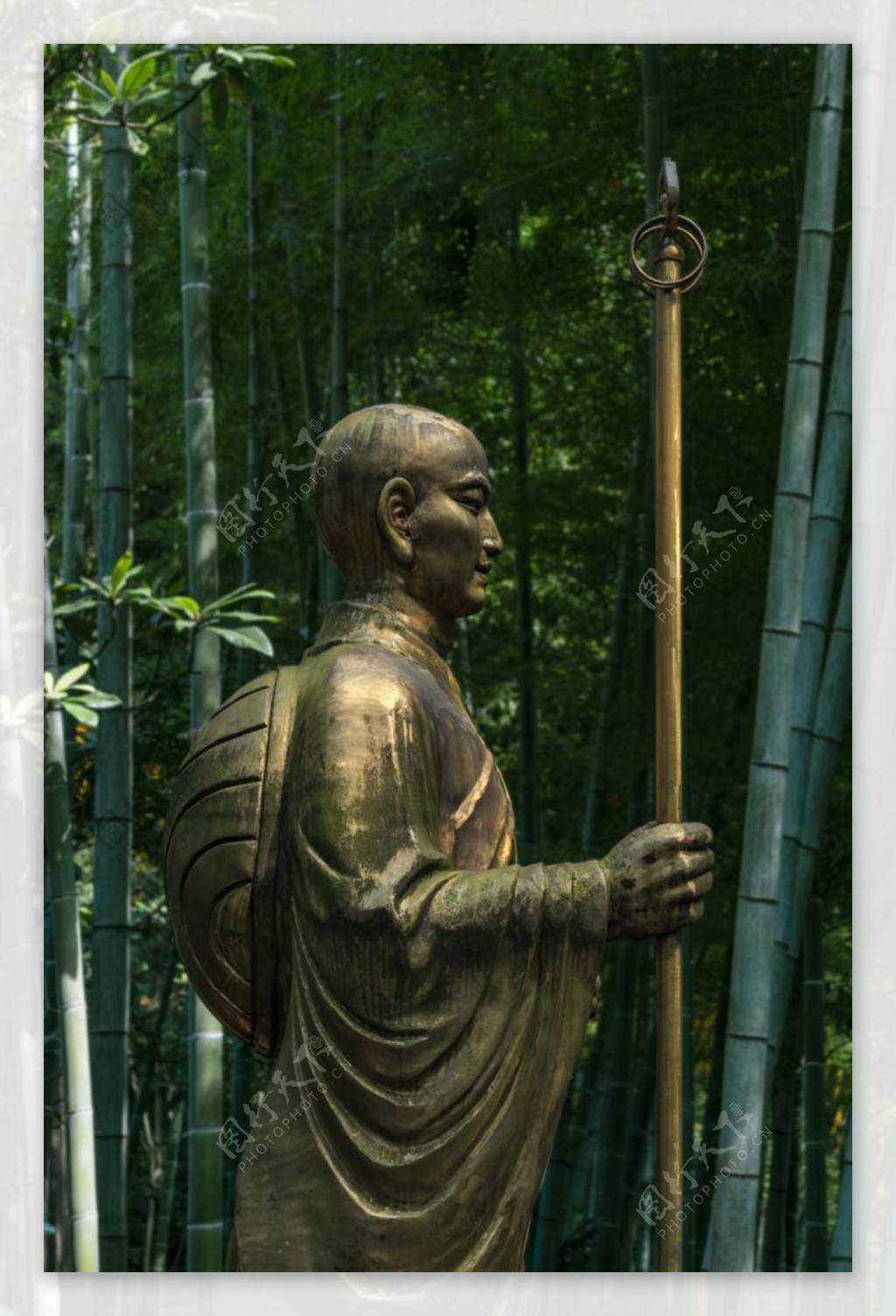 空海大师铜像竹林禅杖