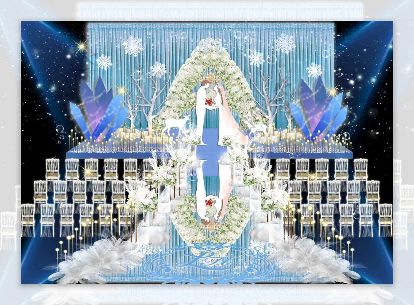 冰雪主题婚礼舞台效果图背景图片素材-编号29882180-图行天下