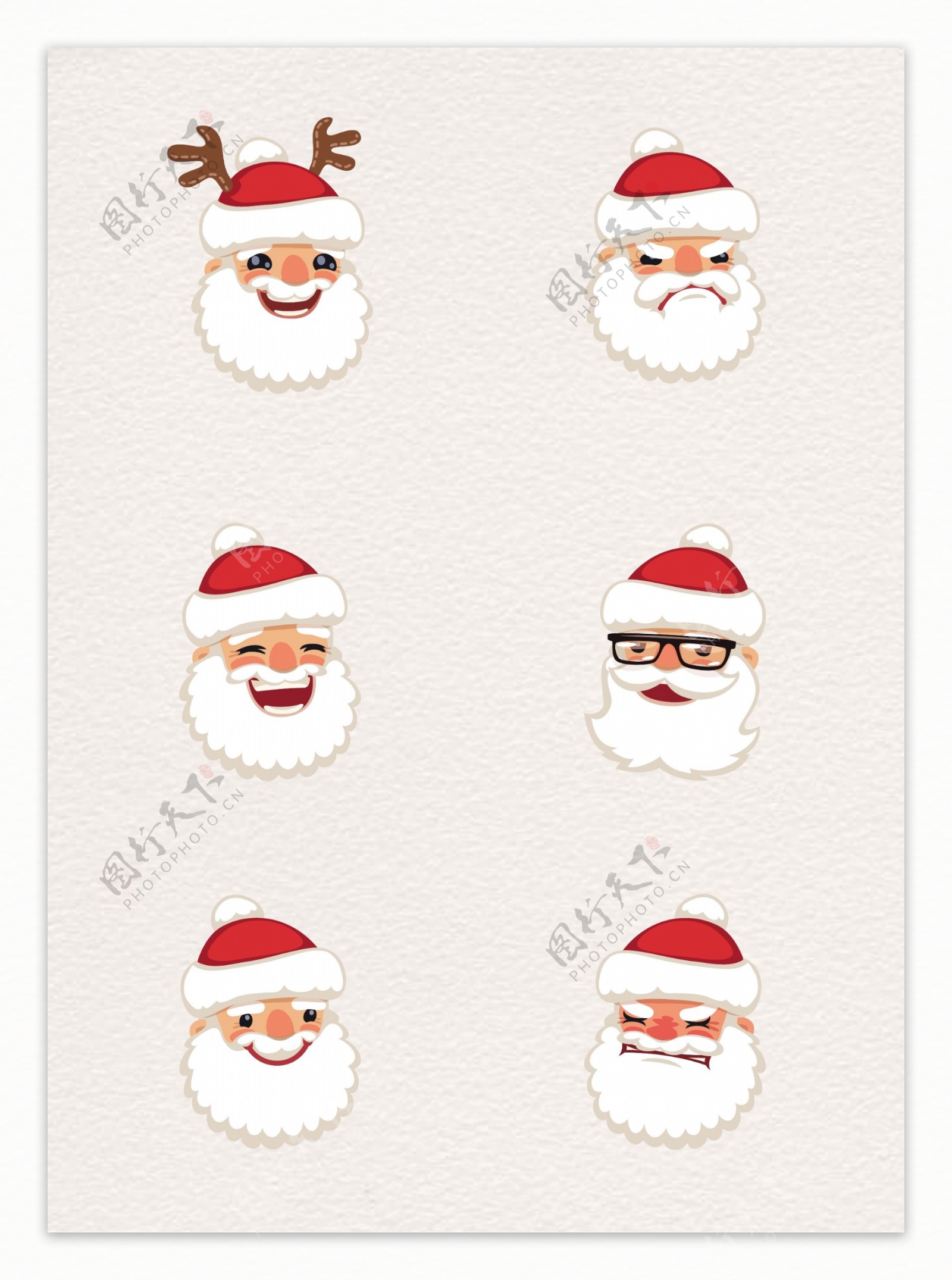 卡通6组圣诞老人表情设计