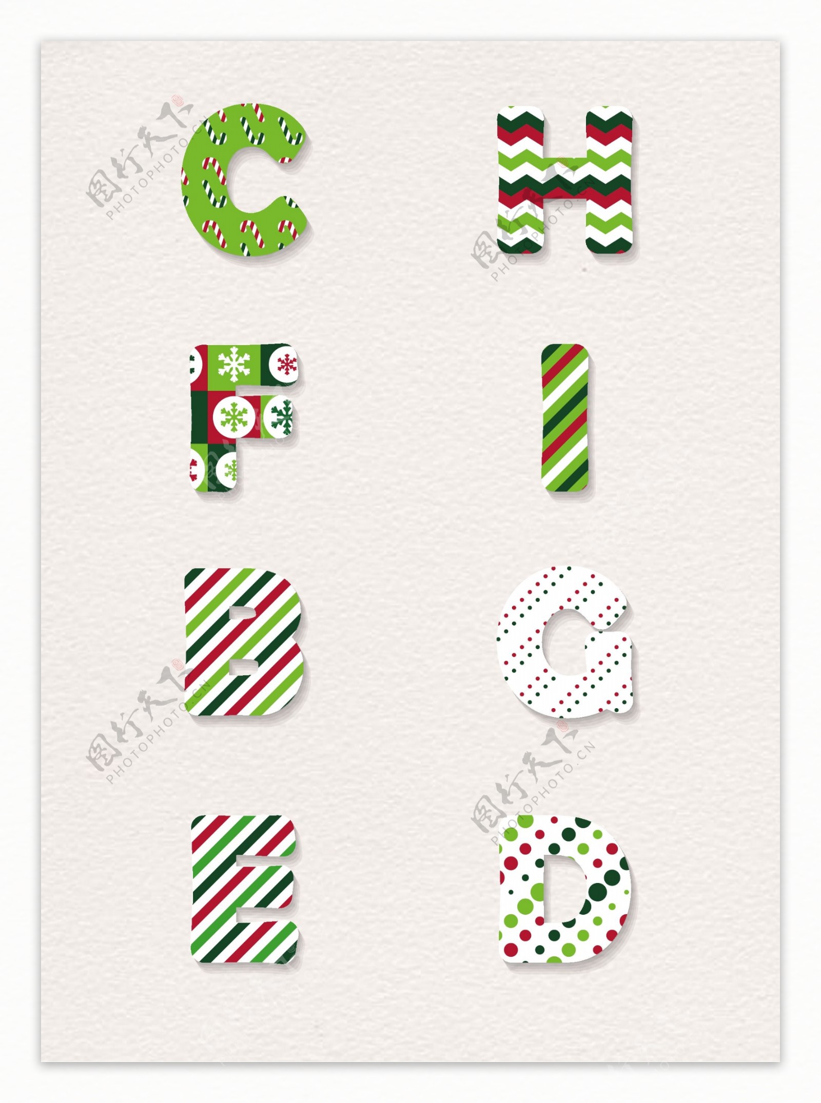 创意圣诞节英文字母设计