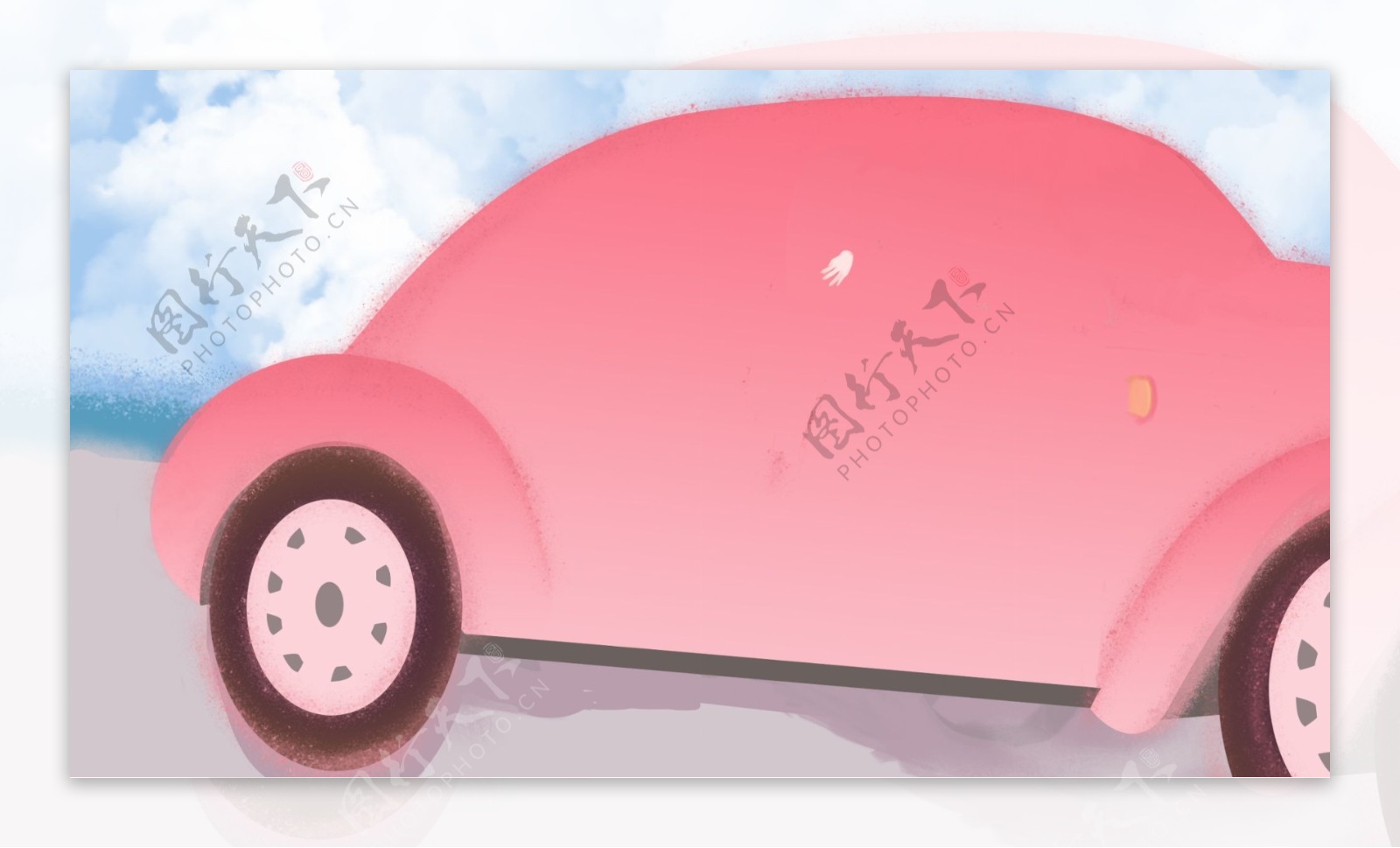 粉色可爱汽车广告背景