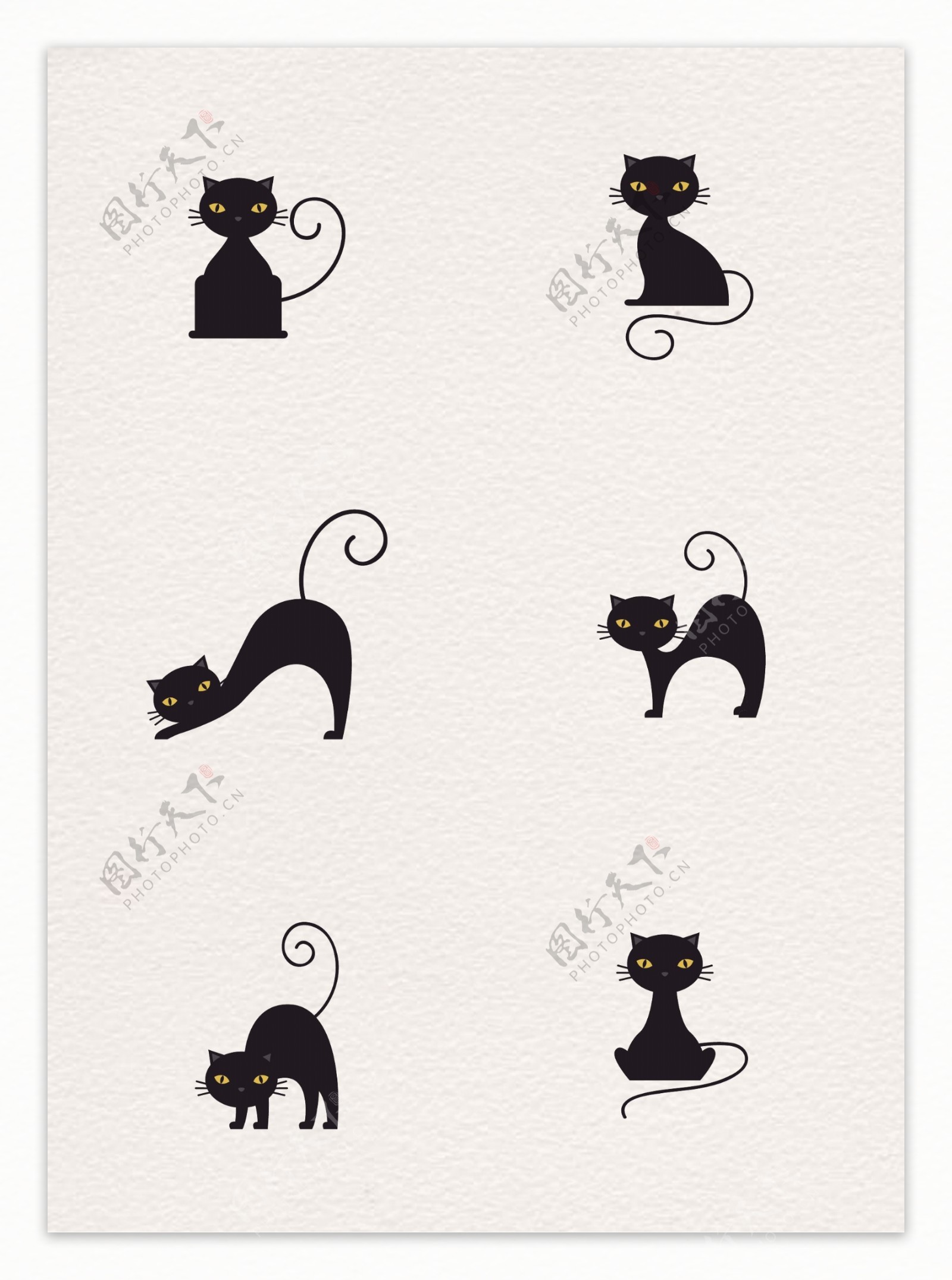 6款万圣节黑猫素材设计