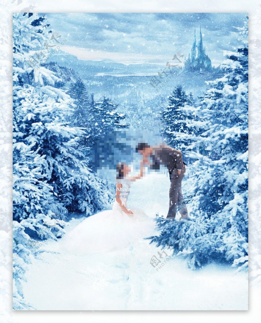 婚纱摄影背景雪景