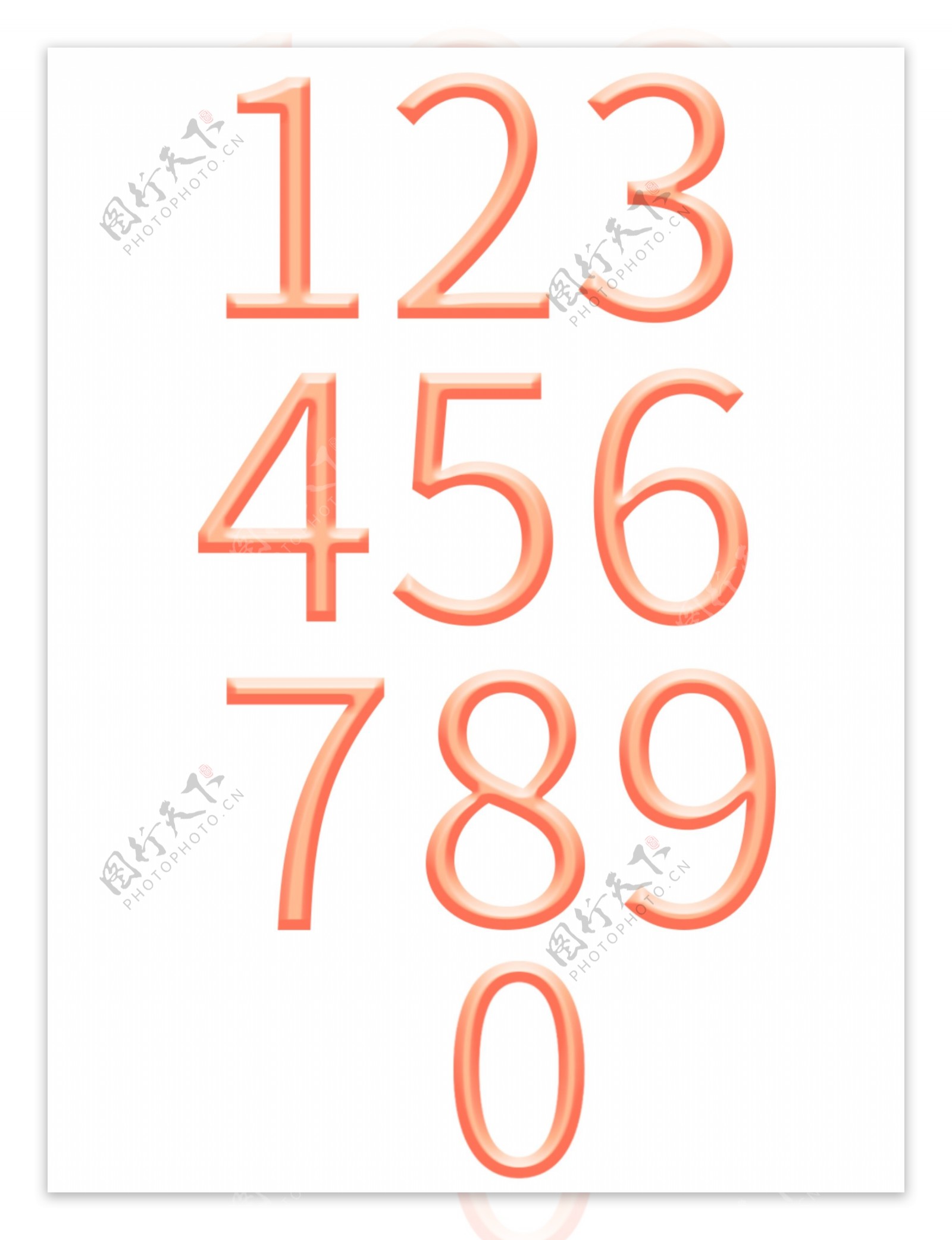 手绘创意橘色数字合集艺术字