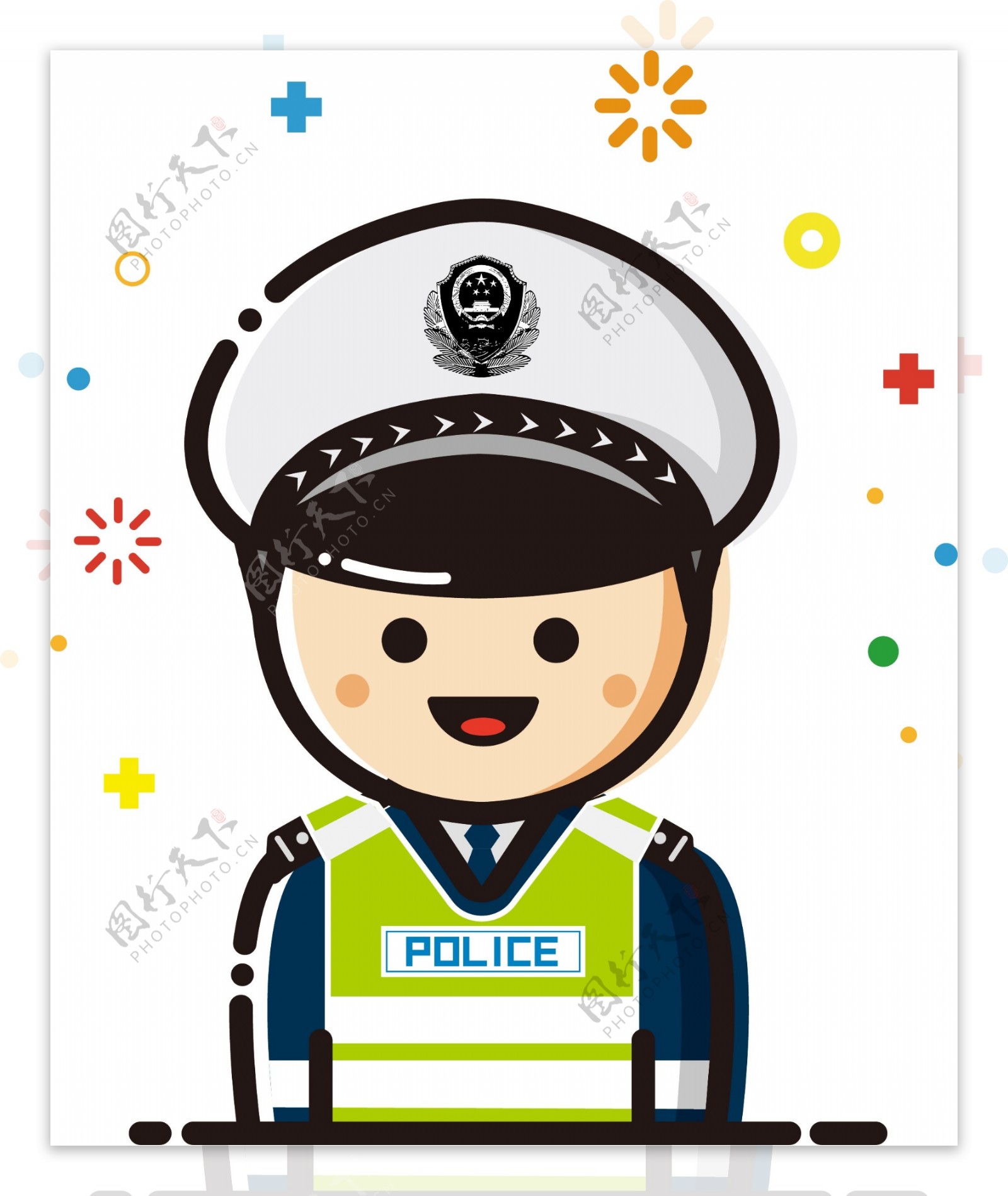 交警警察mbe图标矢量卡通可爱可商用元素
