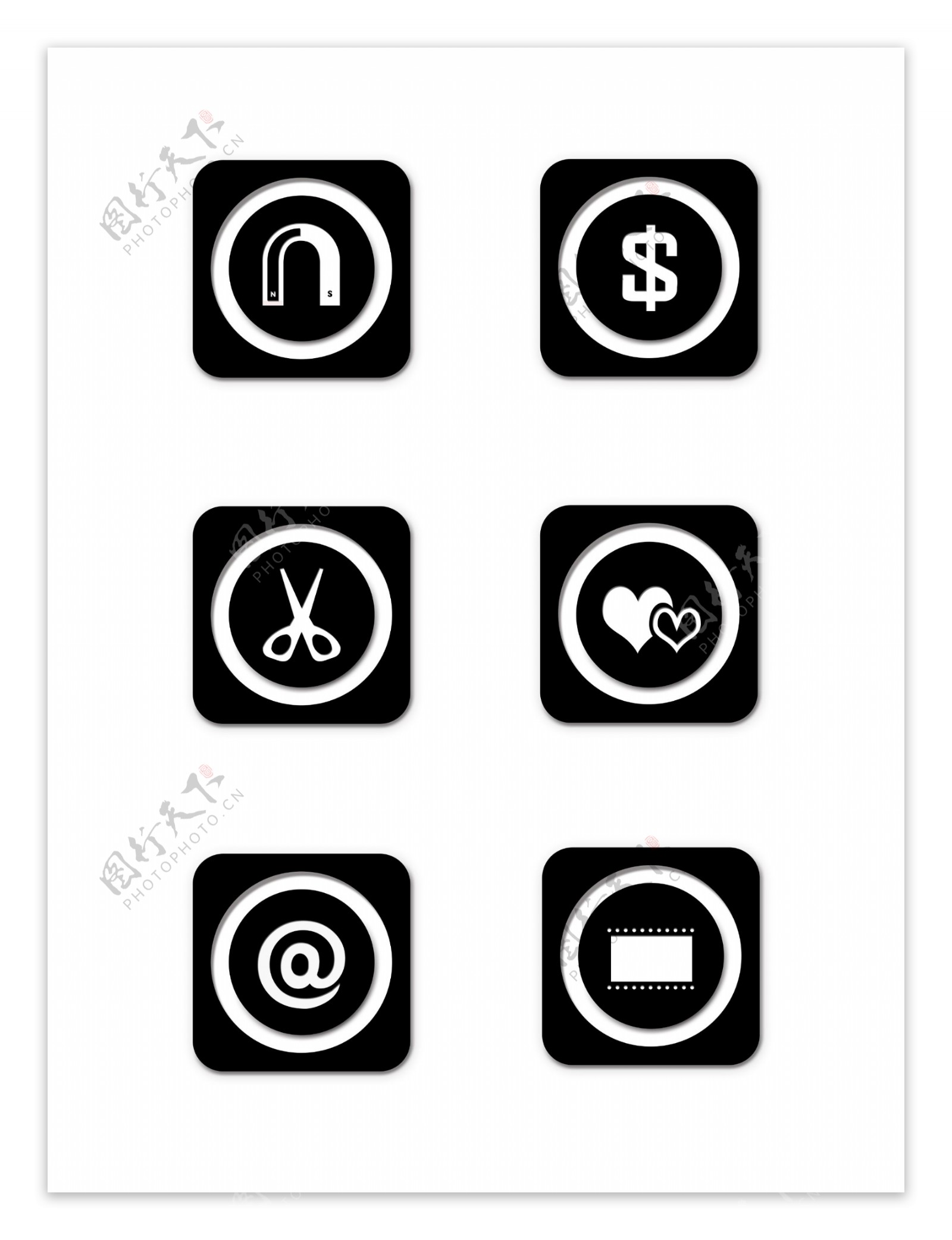 手机图标时尚黑白简约商务风app标志元素