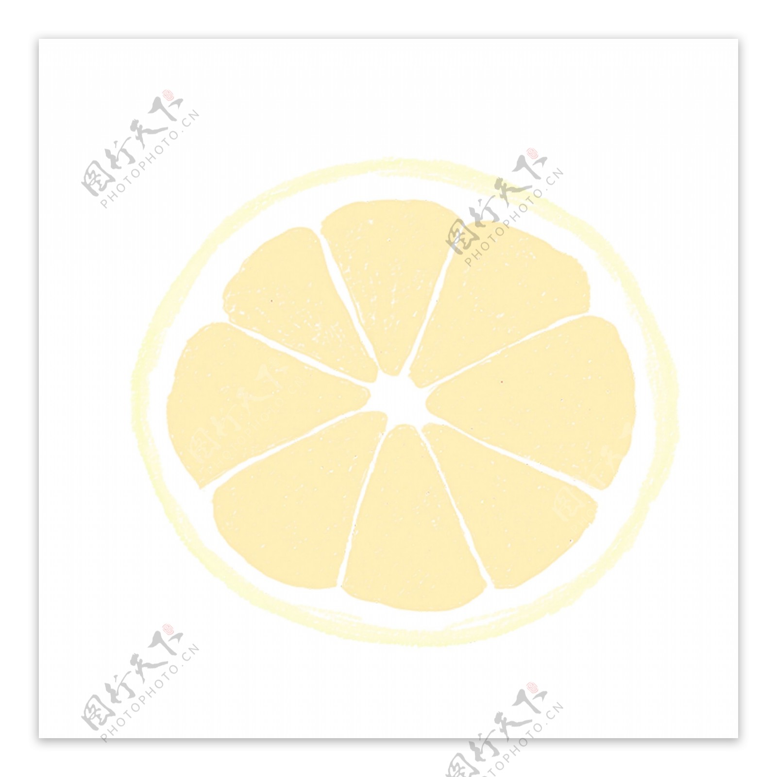 简约清新手绘风浅黄色柠檬片可商用图标