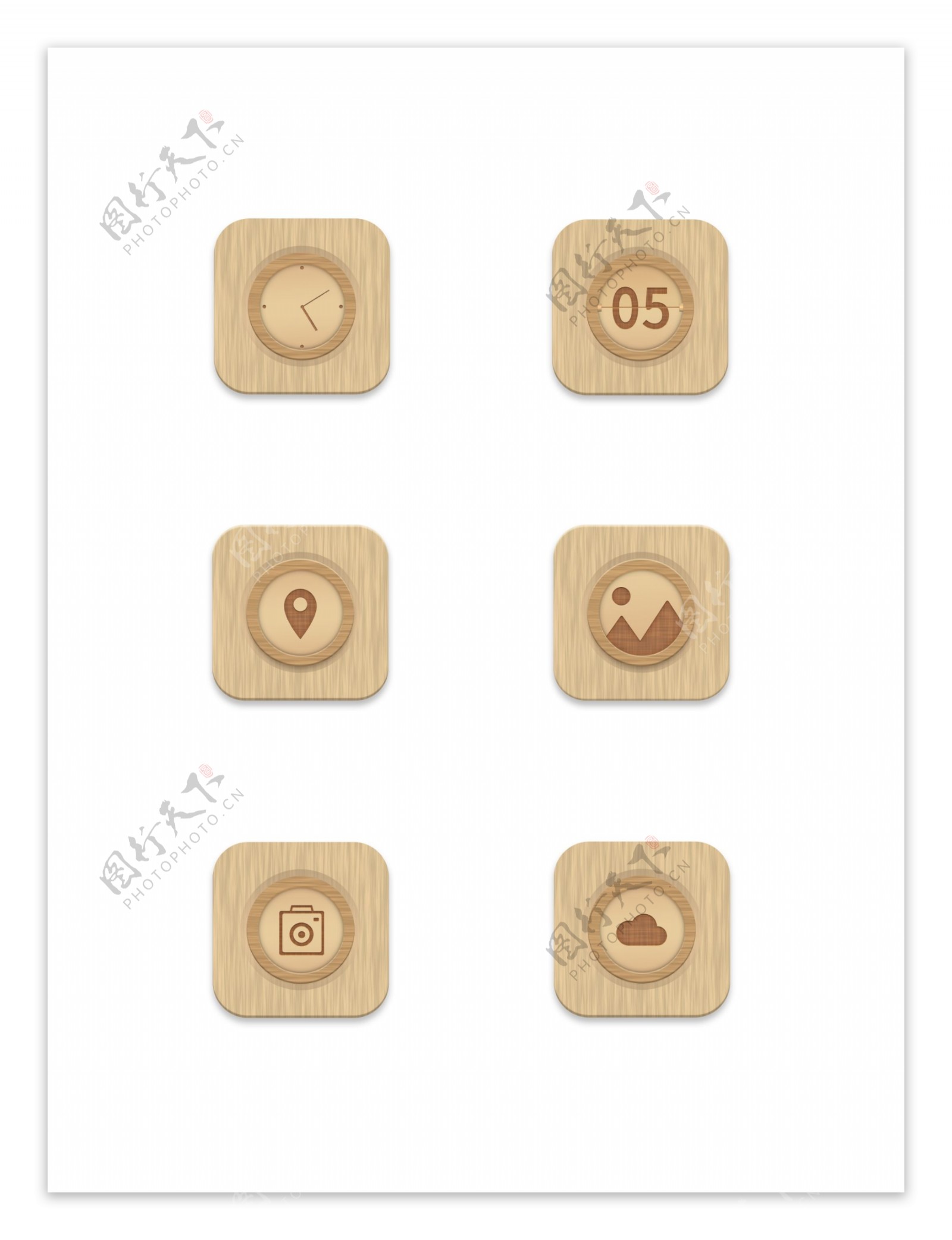 简约木纹手机主题图标icon设计