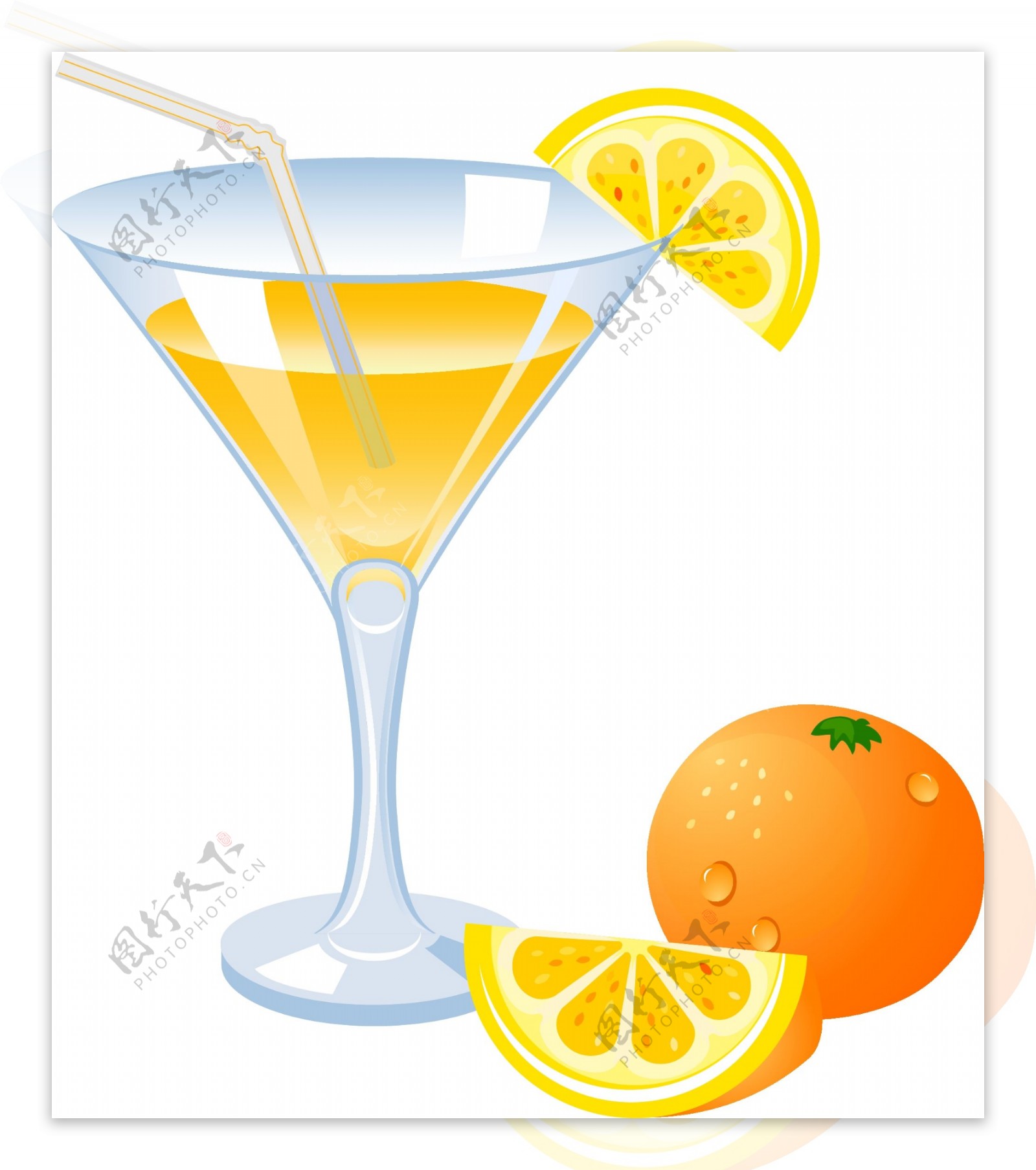 黄色橙汁饮料元素
