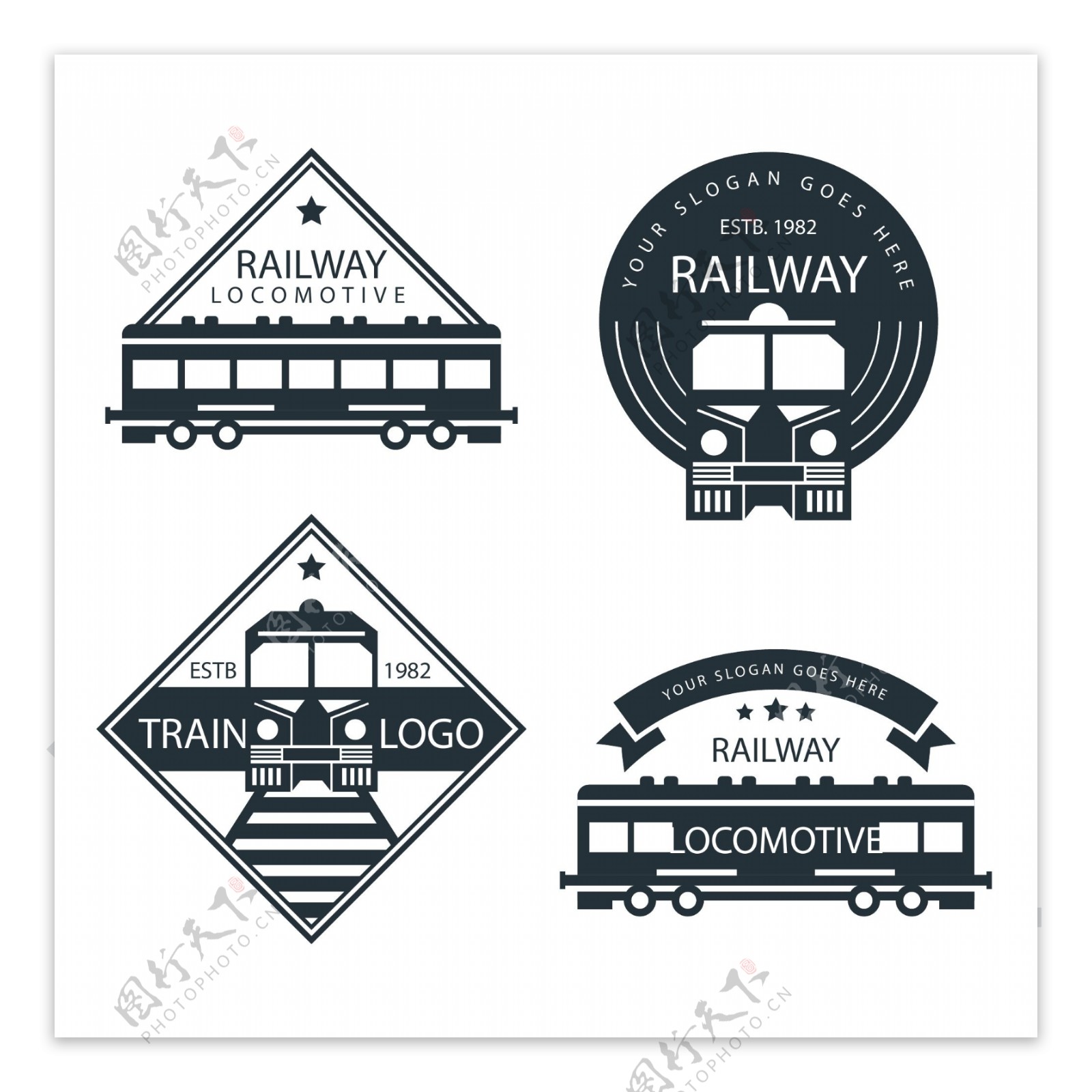火车标志不同设计矢量素材