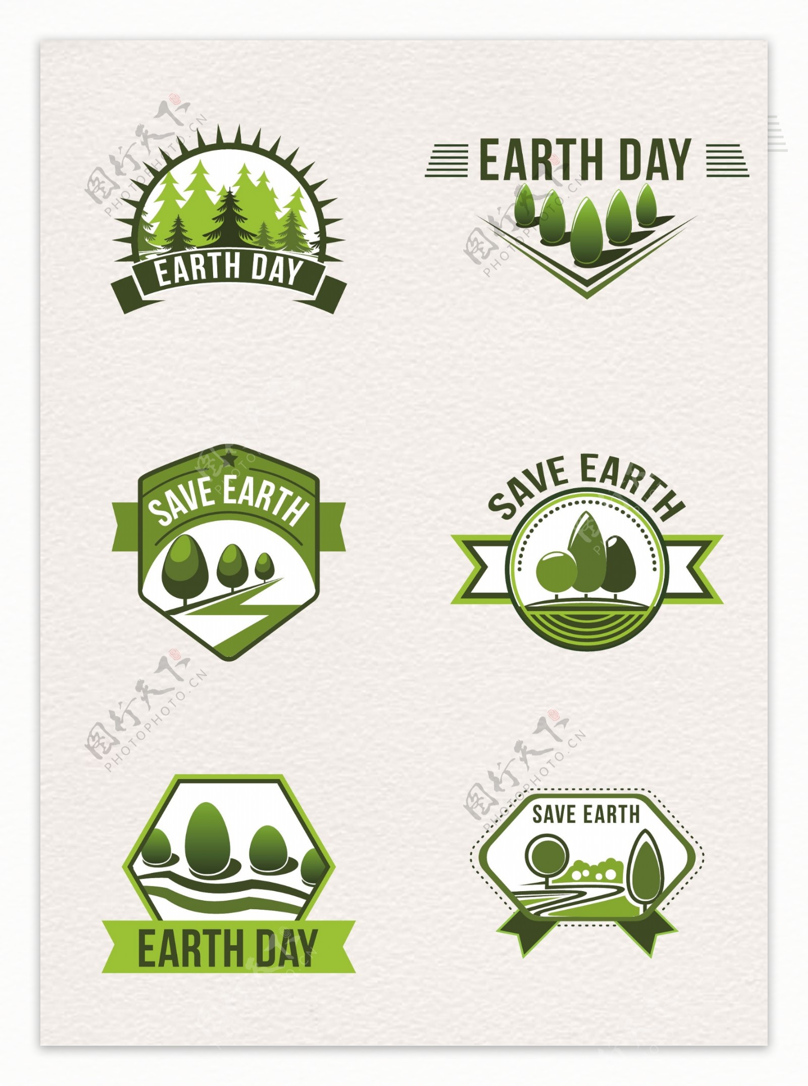 绿色保护地球标签设计