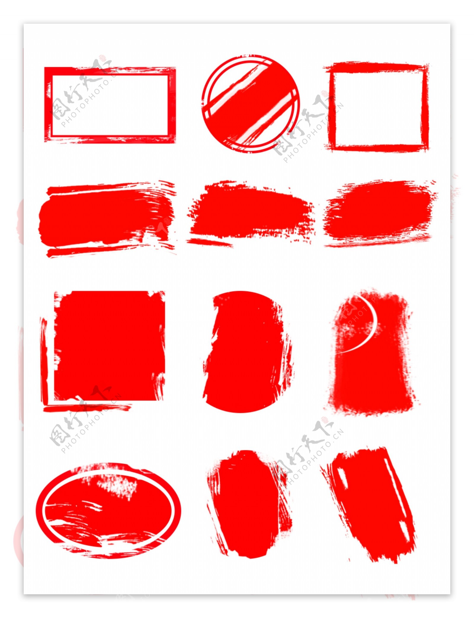 红色印章边框图案套图免扣元素