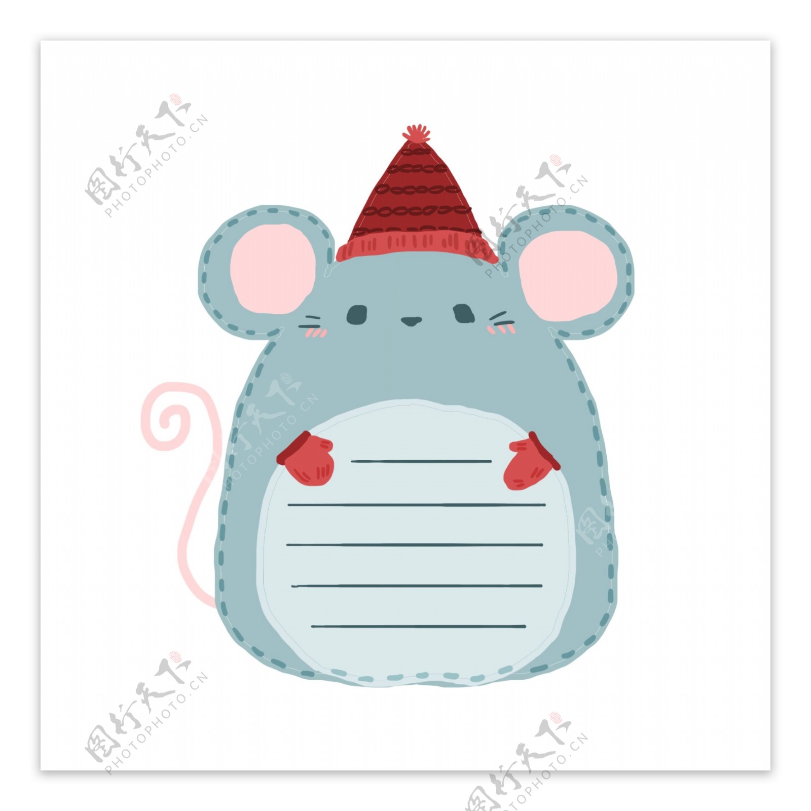 手绘动物老鼠对话框贴纸装饰设计元素