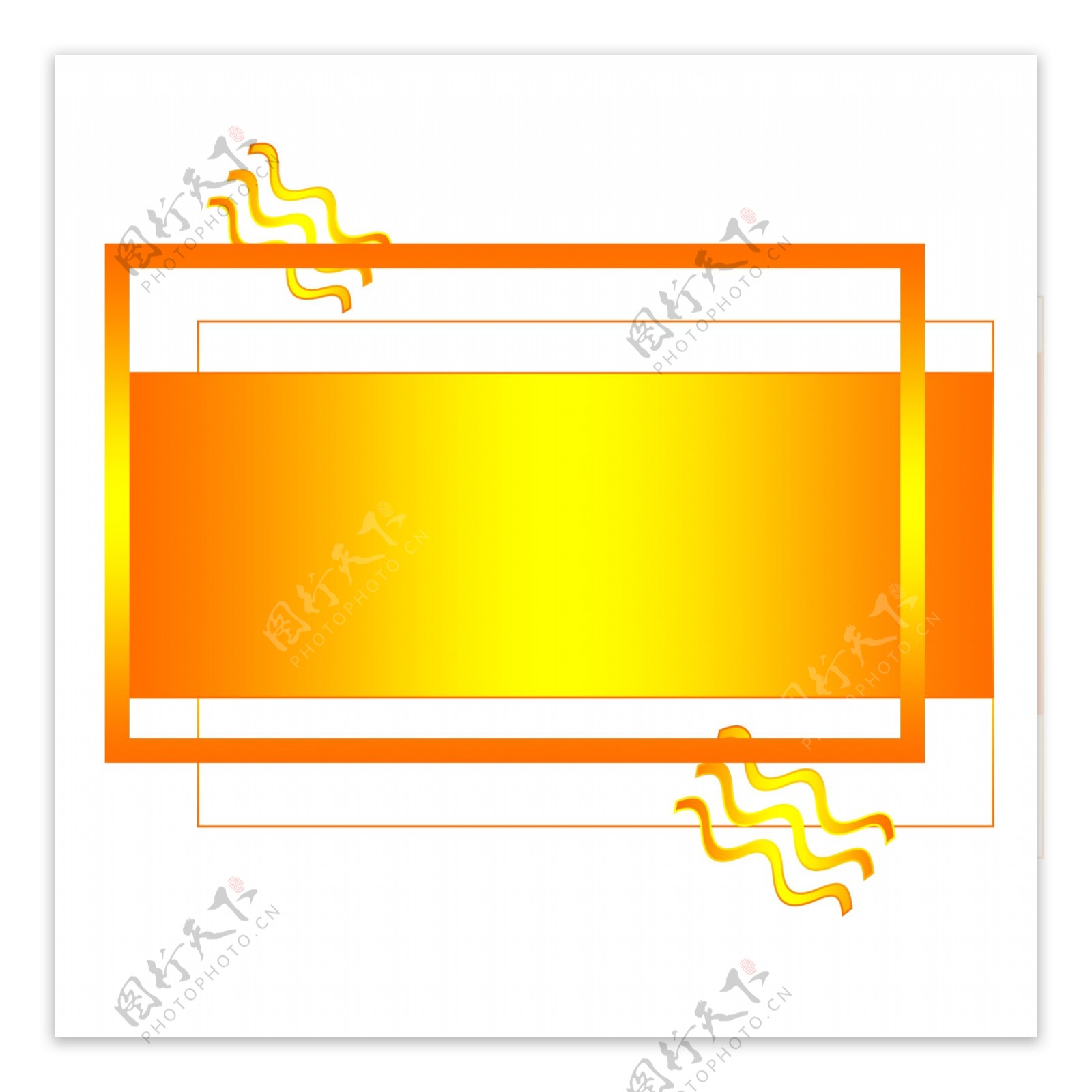 纹理渐变橙黄色矩形卡通装饰边框可商用