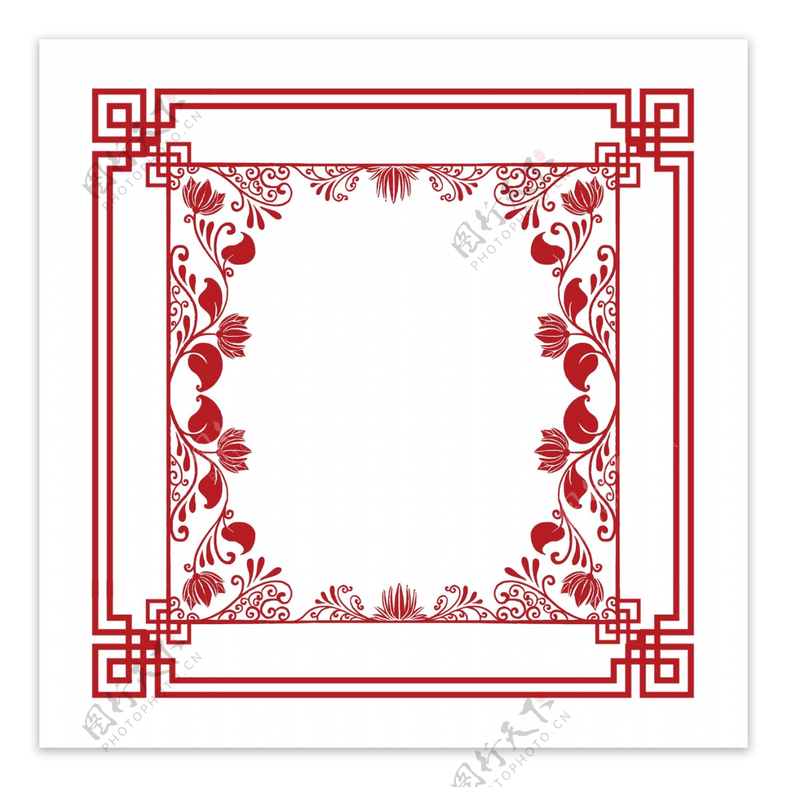 边框中国风红色复古花纹装饰边框
