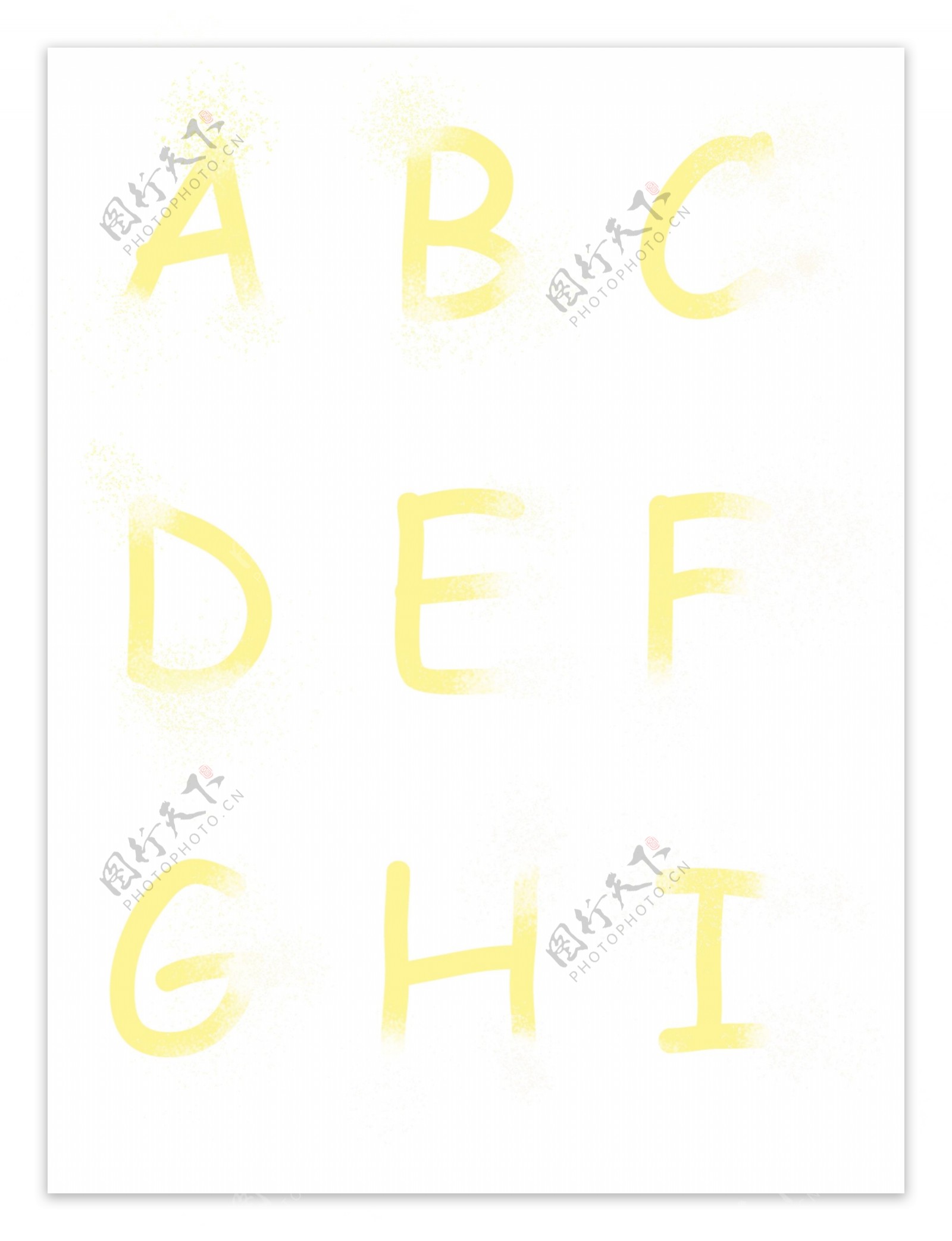 黄色光效发光英文字母光粒可商用素材