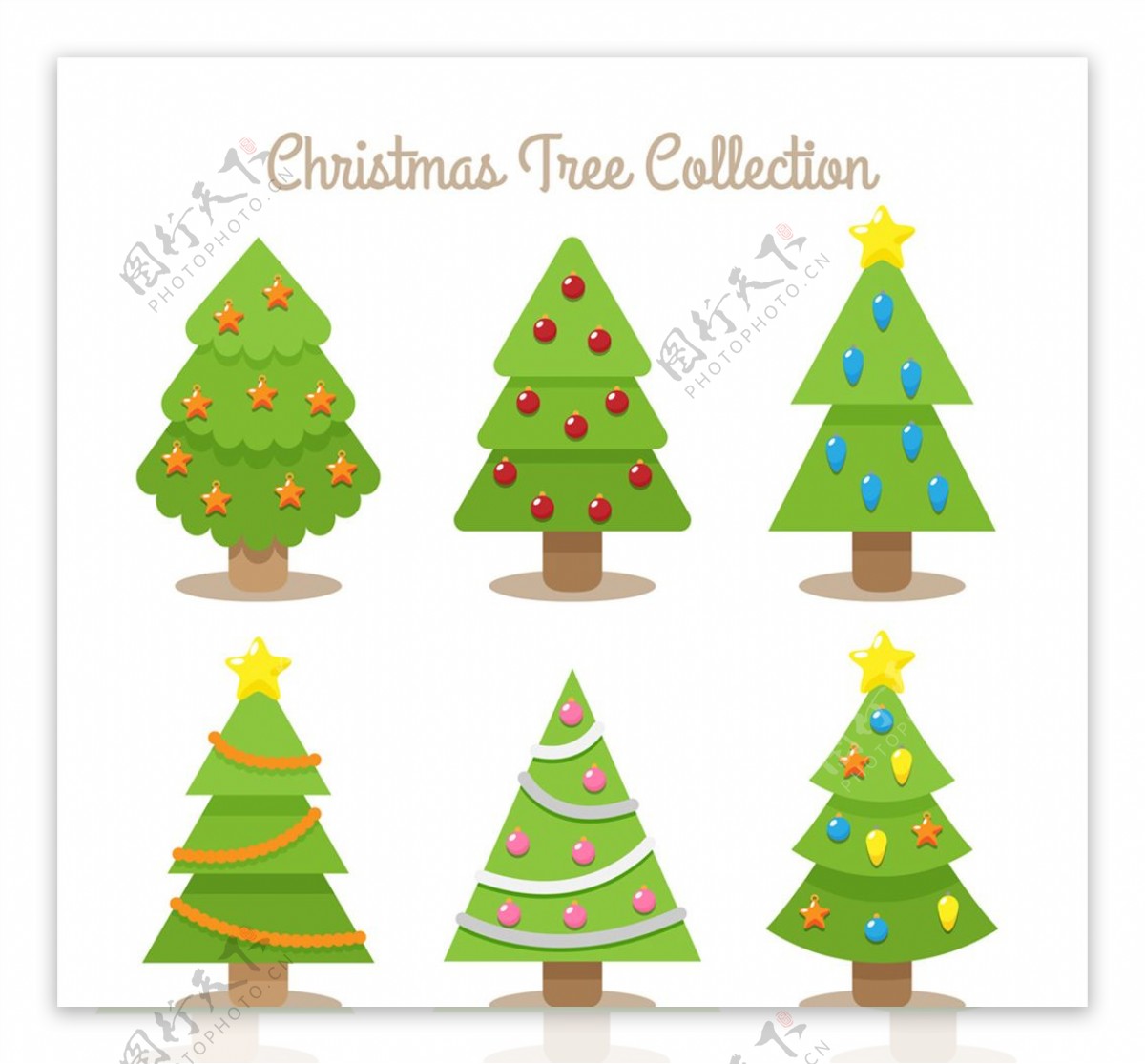 6款彩绘可爱圣诞树