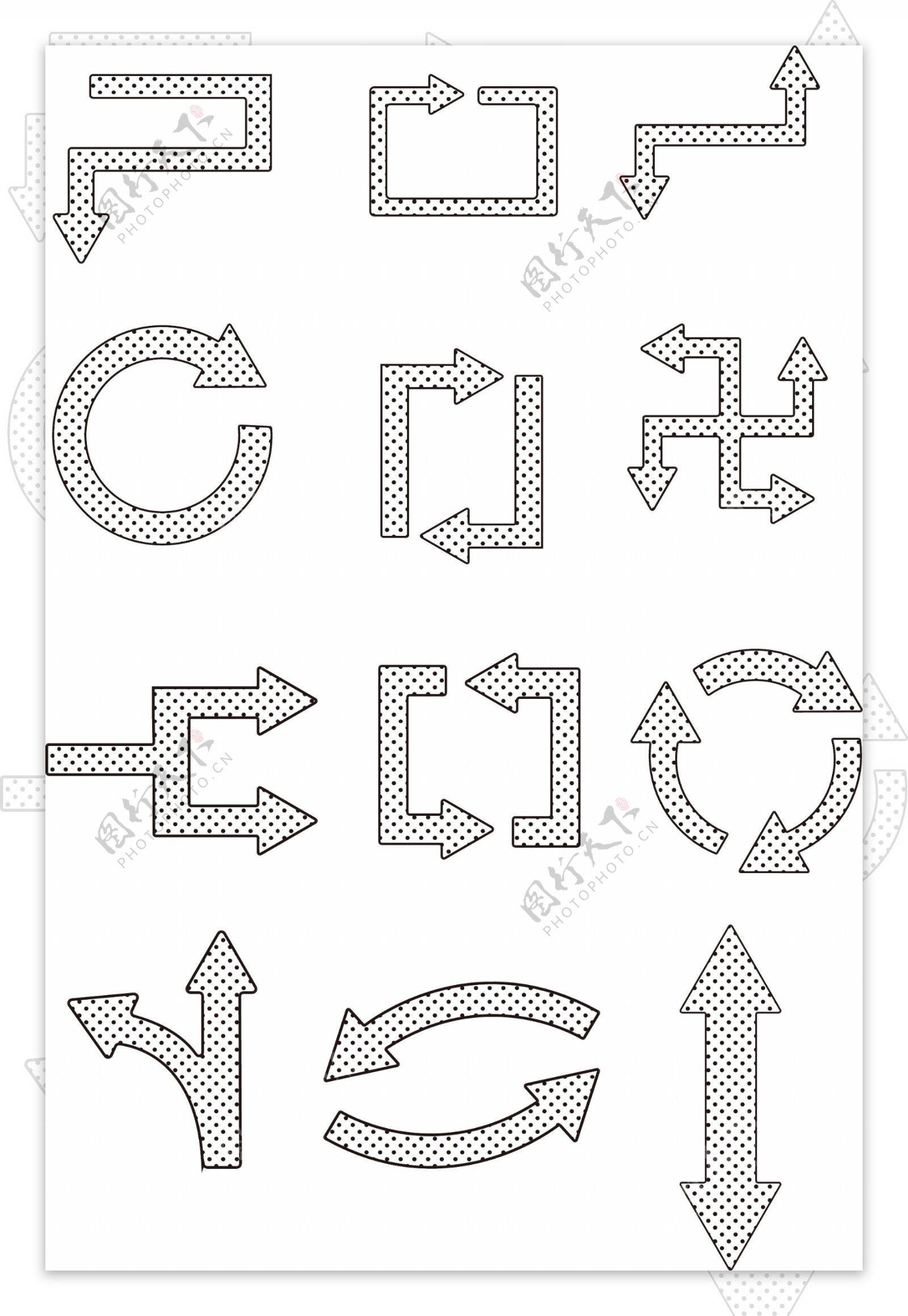 斑点黑白箭头可商用