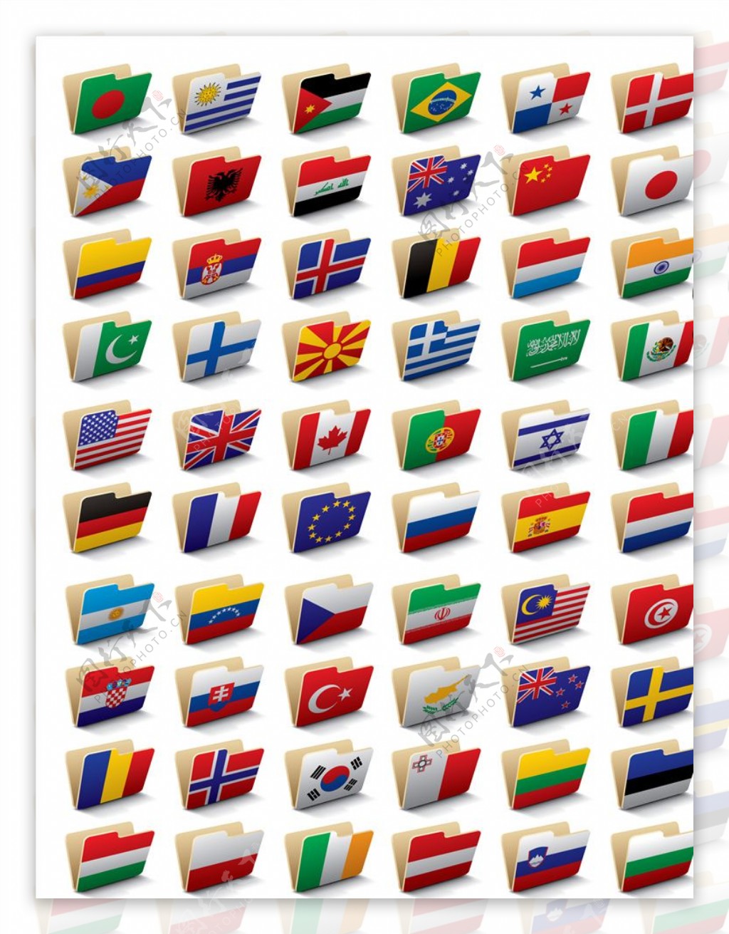 60个国旗标志文件夹设计