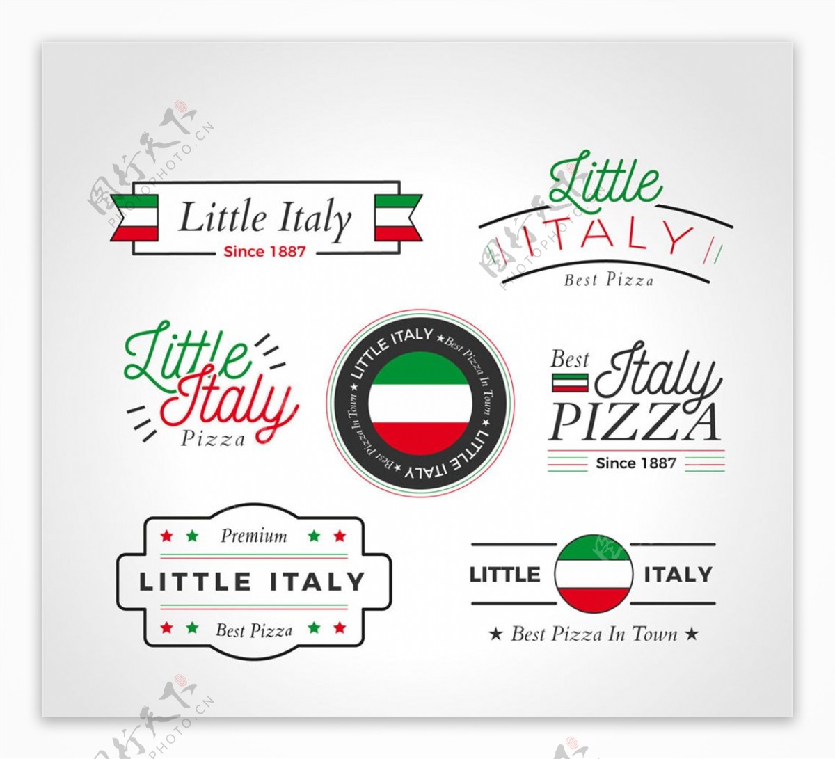7款创意意大利披萨标志矢量图