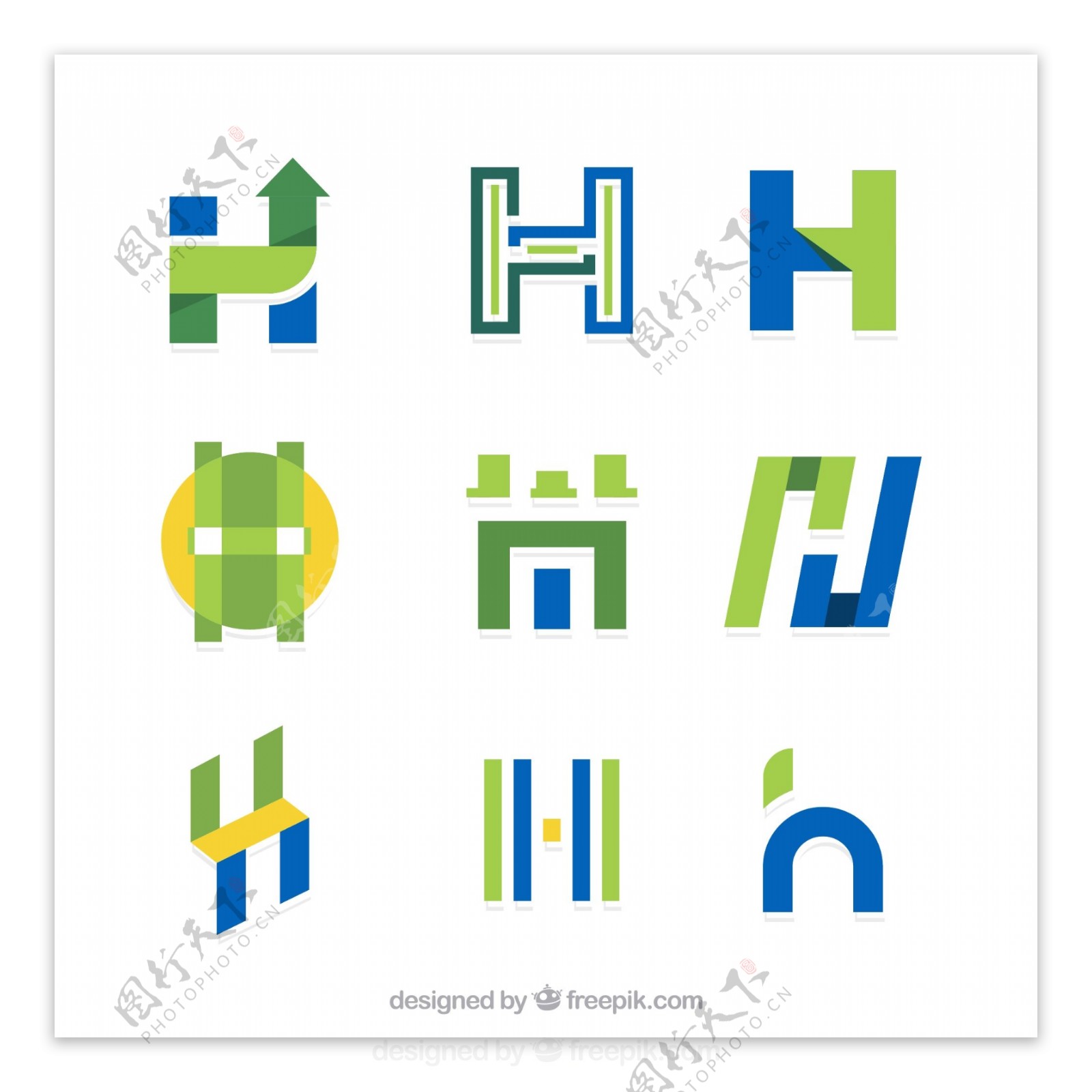 9款创意大写字母h标志