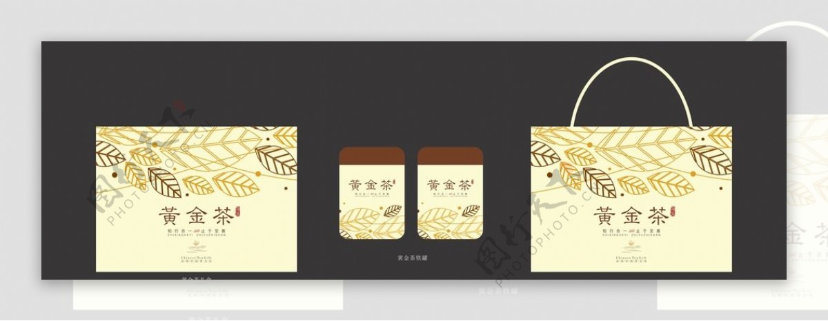 黄金茶叶包装盒平面图