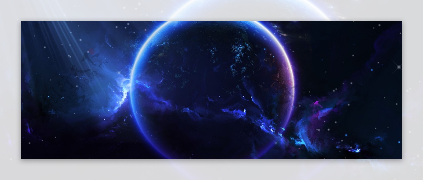 蓝色科技世界地图地球酷炫banner背景