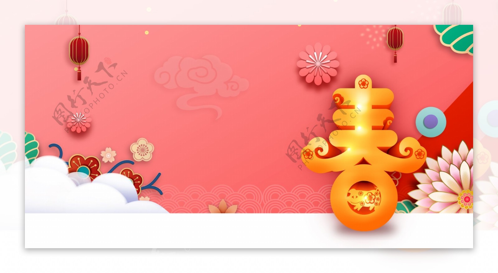 中国风猪年春节海报背景素材