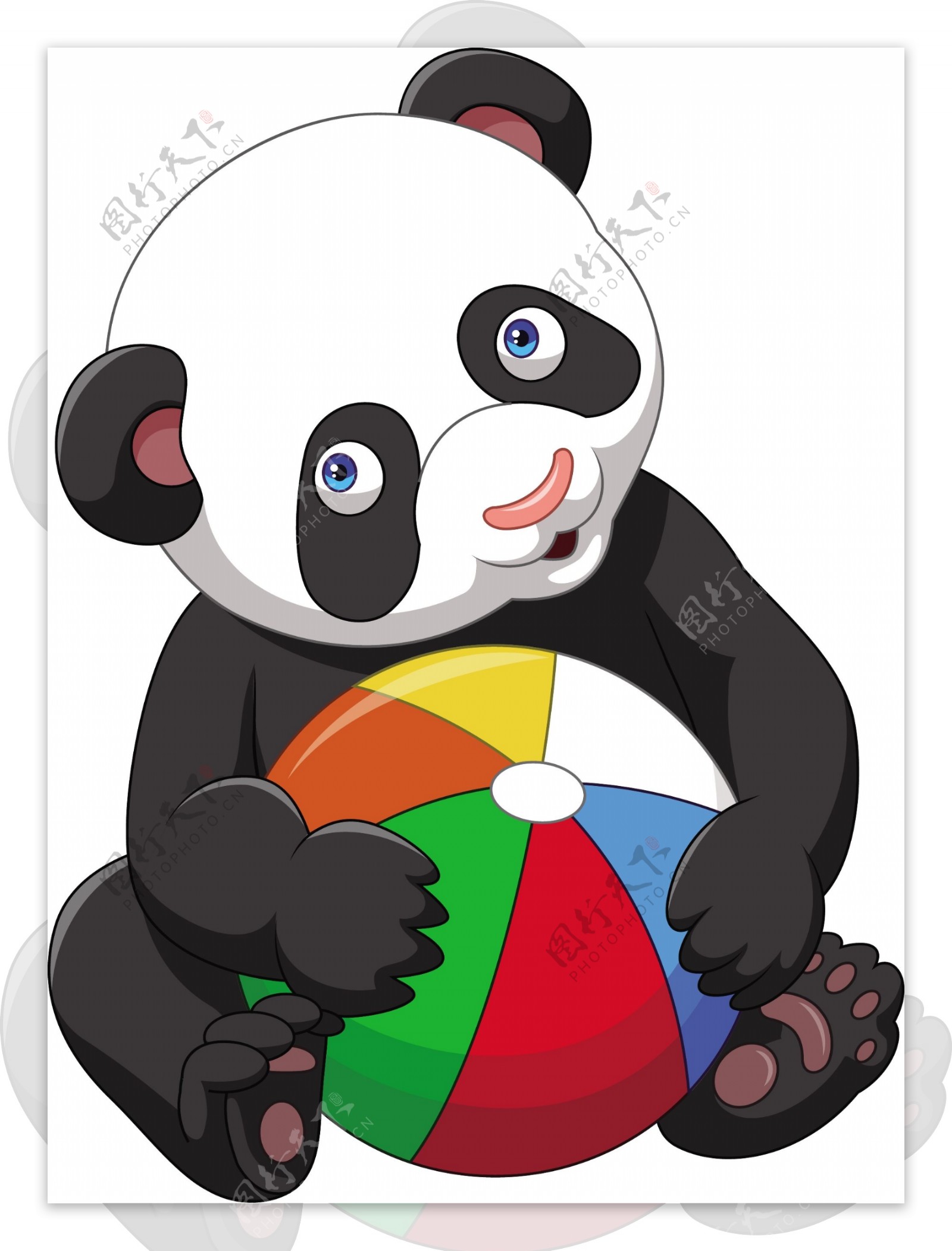 可爱熊猫玩皮球