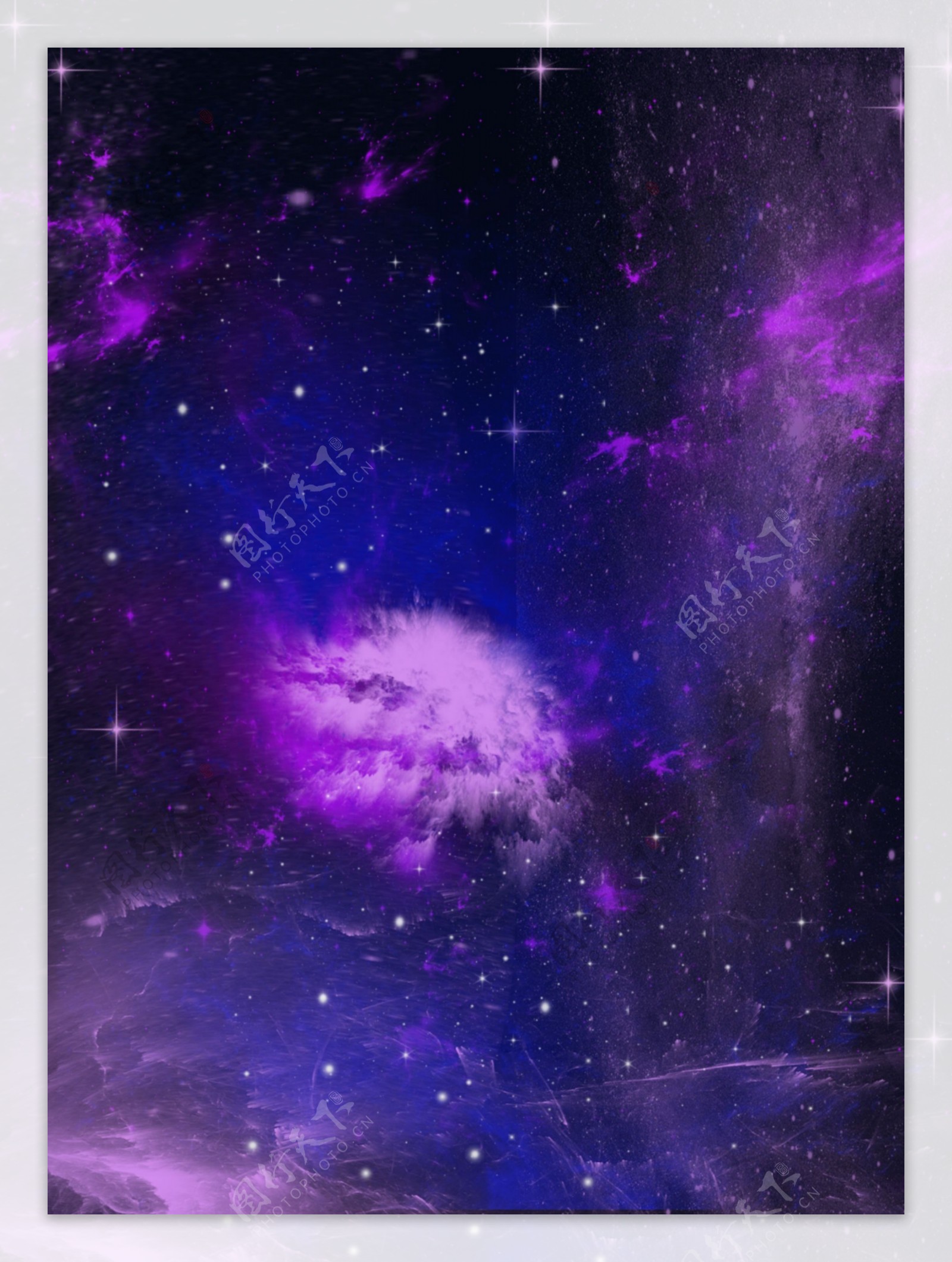 原创星空梦幻蓝紫红感粒子星星背景素材