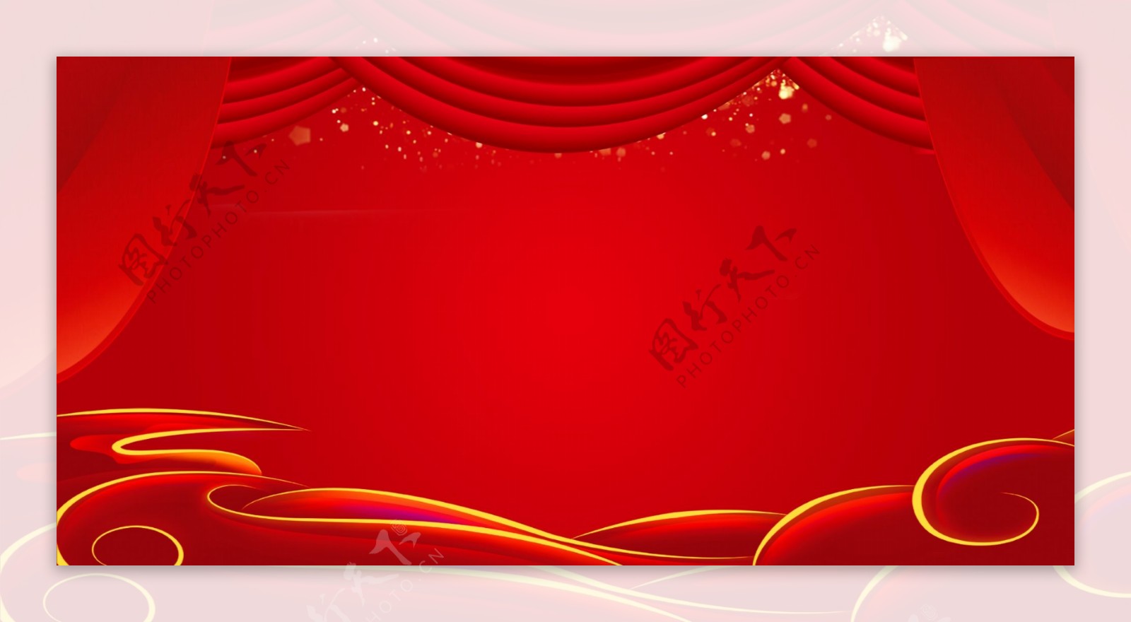 2019红色喜庆年会展板背景设计