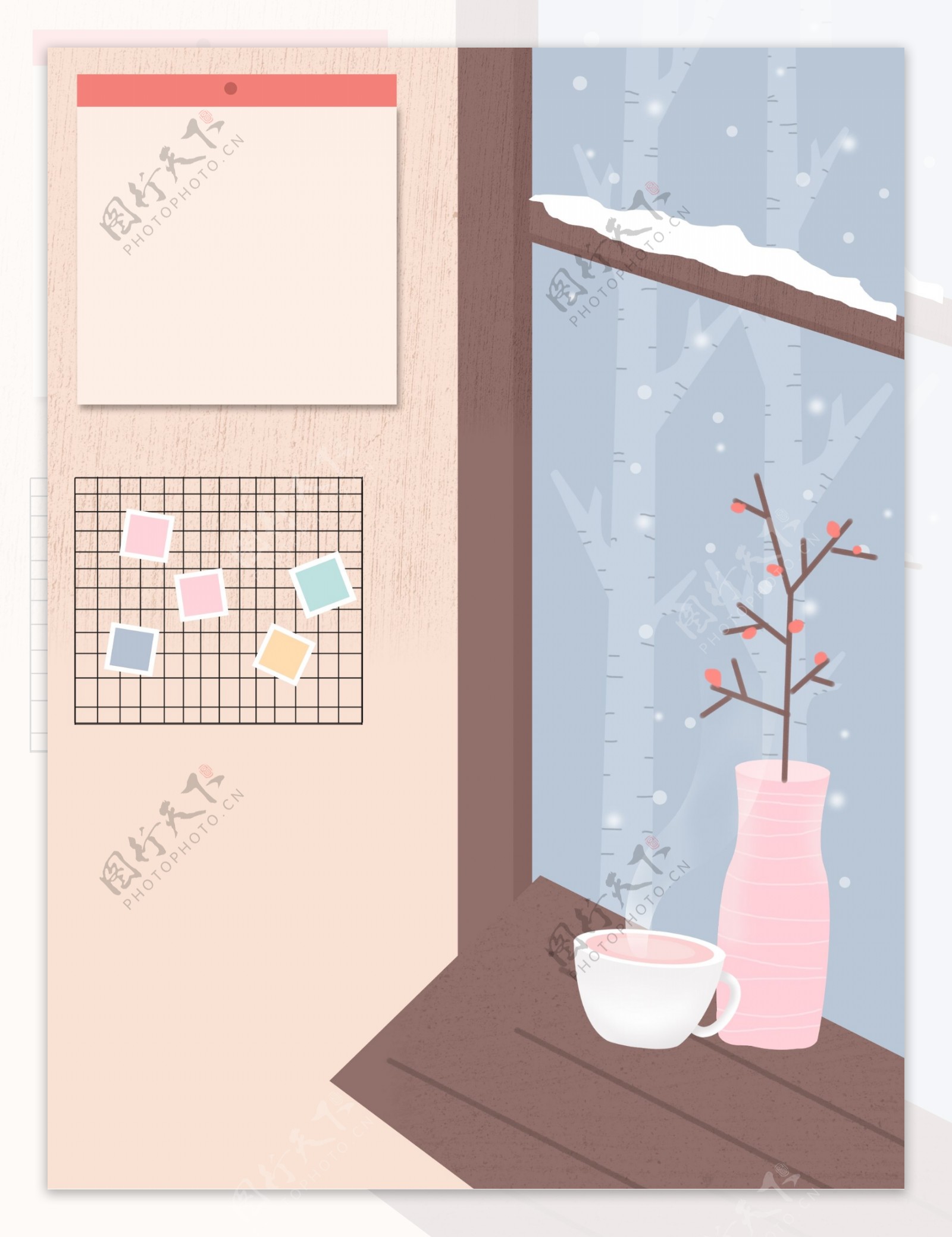 温馨冬季室内背景设计