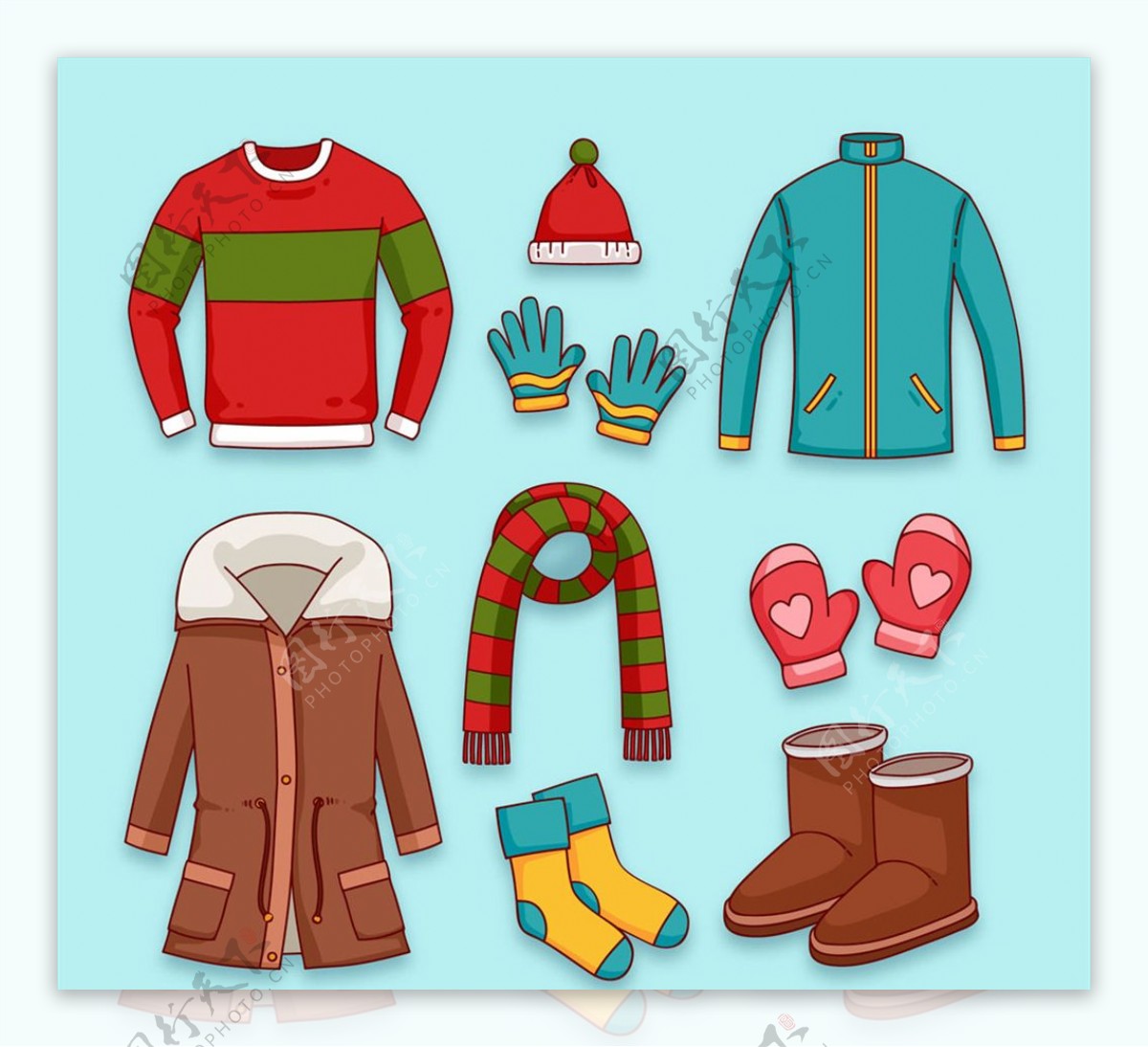 9款彩色冬季服装和配饰