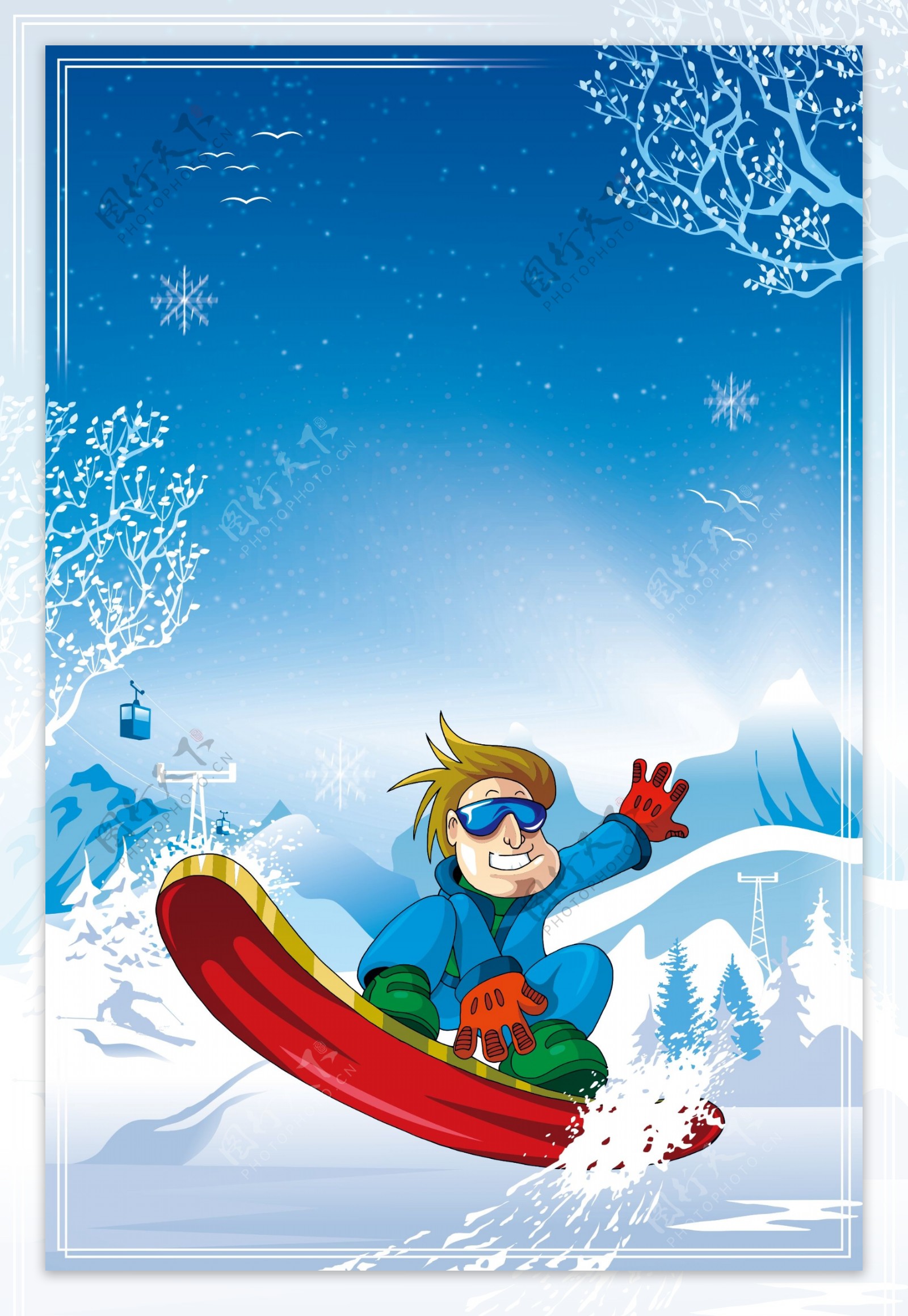 激情滑雪的男人背景设计