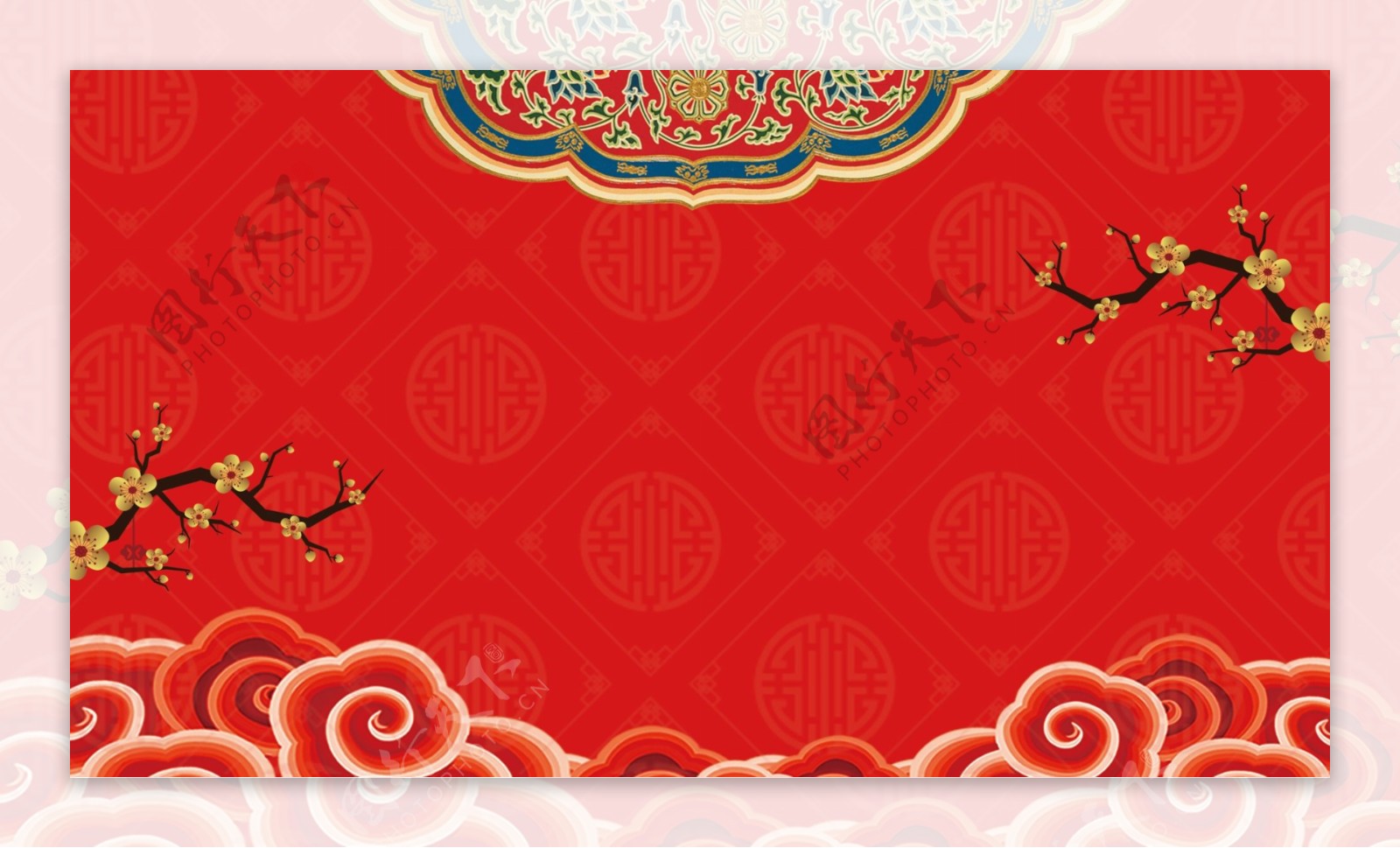 红色喜庆中式婚礼背景素材