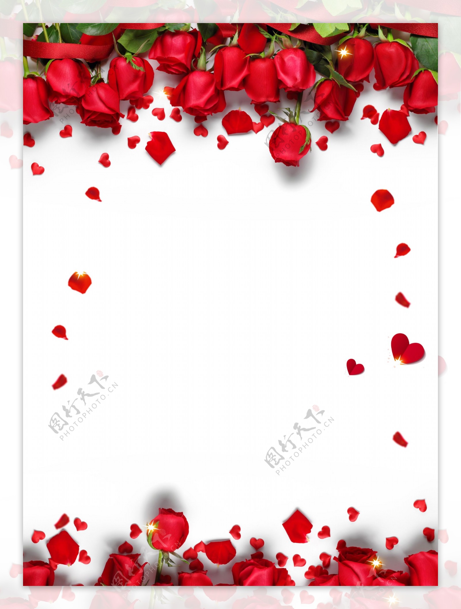 浪漫七夕情人节红色玫瑰花瓣背景设计