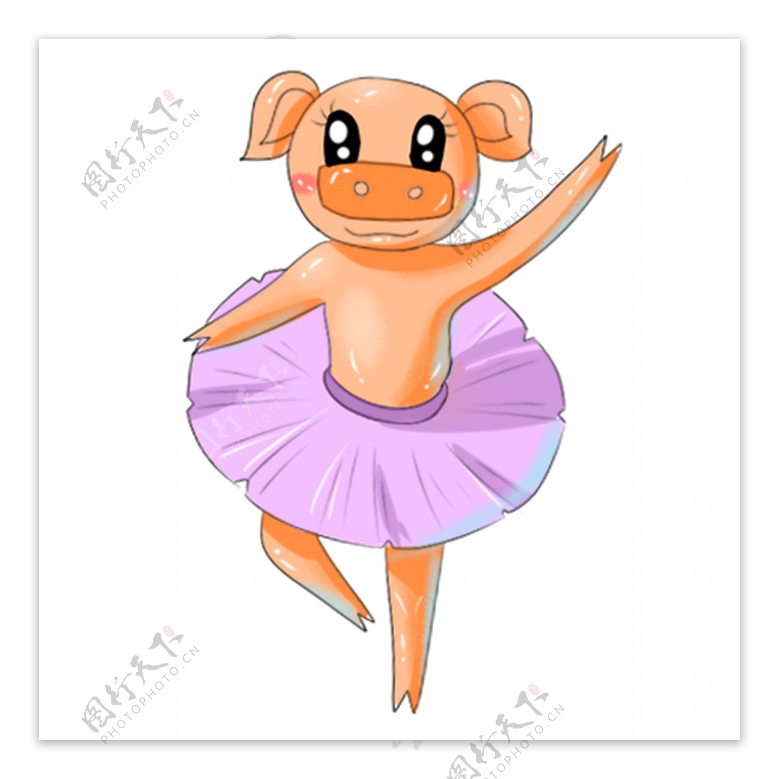 商用手绘简约猪IP猪年春节猪芭蕾元素