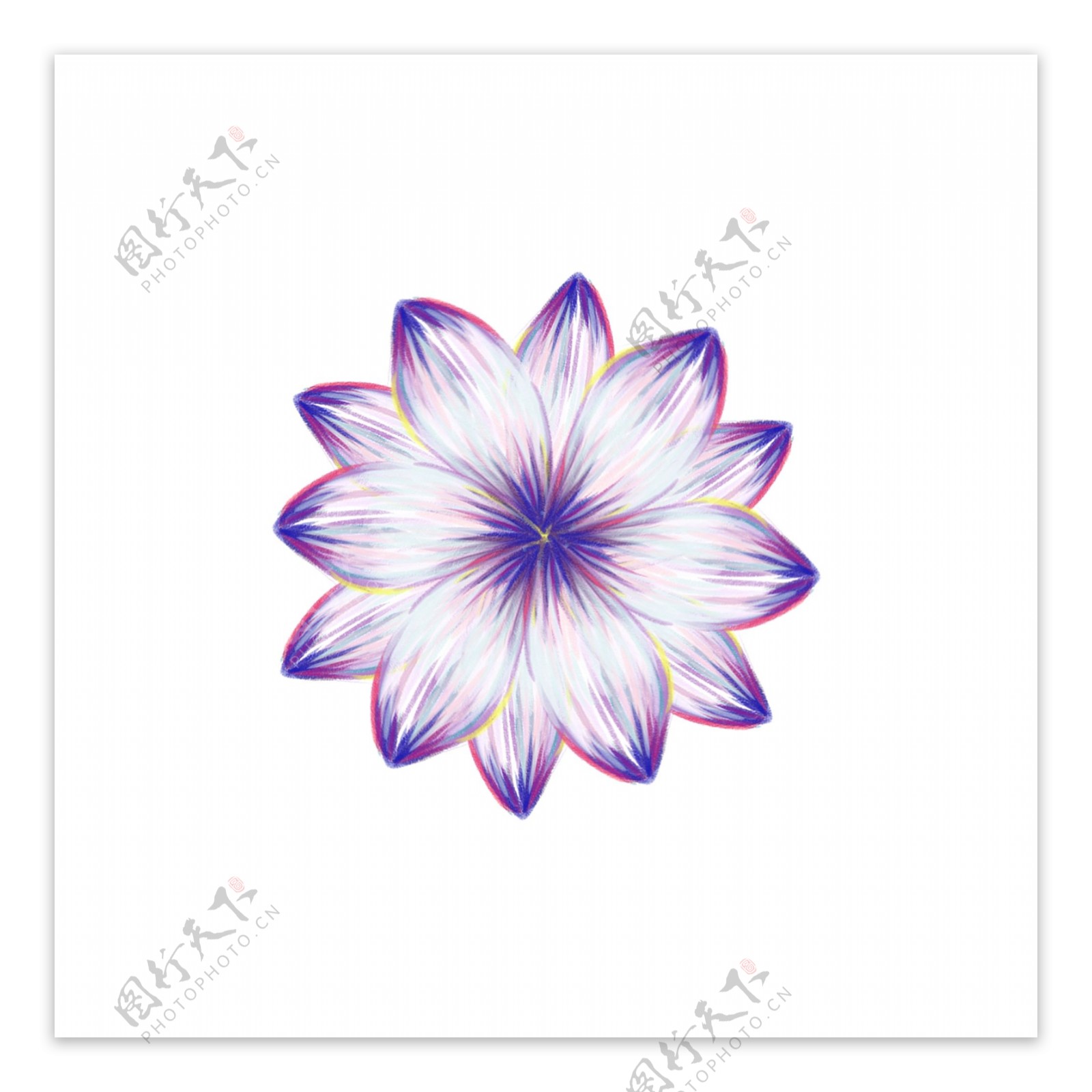 紫色梦幻花瓣植物彩铅手绘可商用元素
