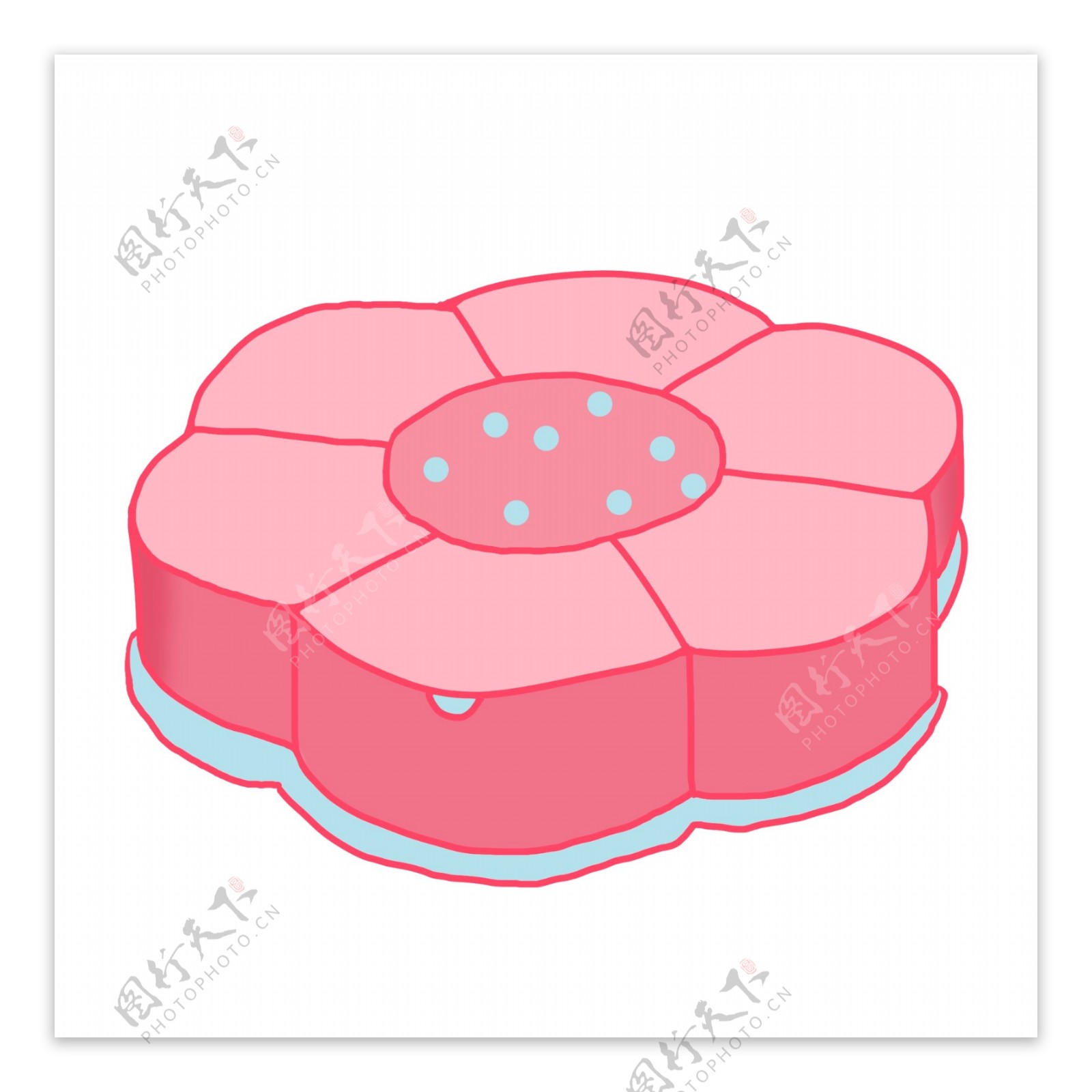卡通粉色花朵盒子可商用元素