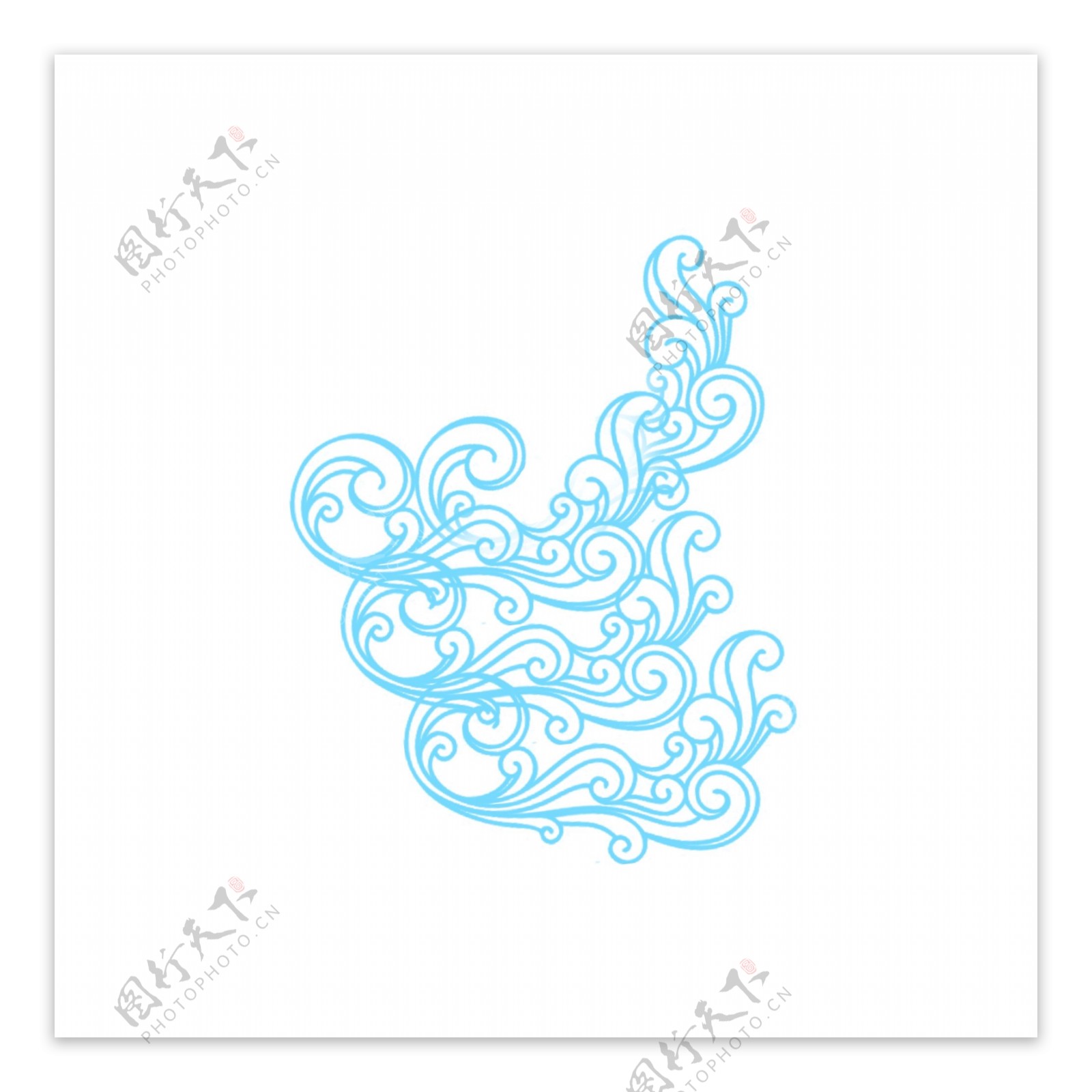海浪花纹蓝色装饰素材设计