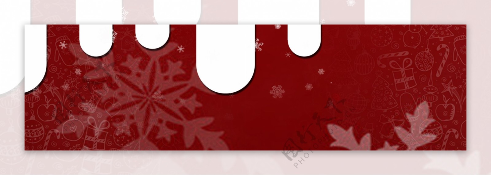 红色雪花圣诞节卡通banner背景