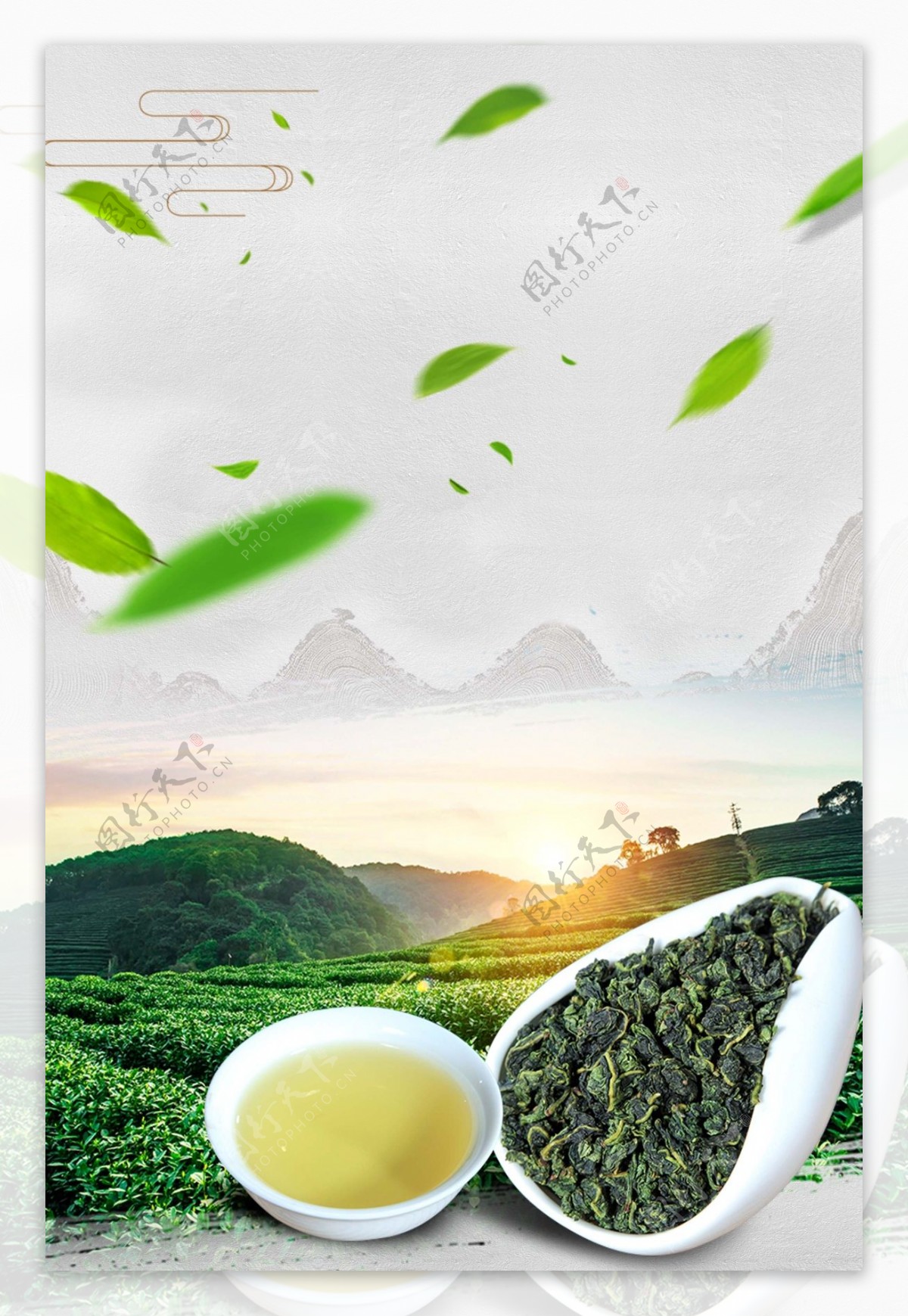 清新自然绿茶海报背景