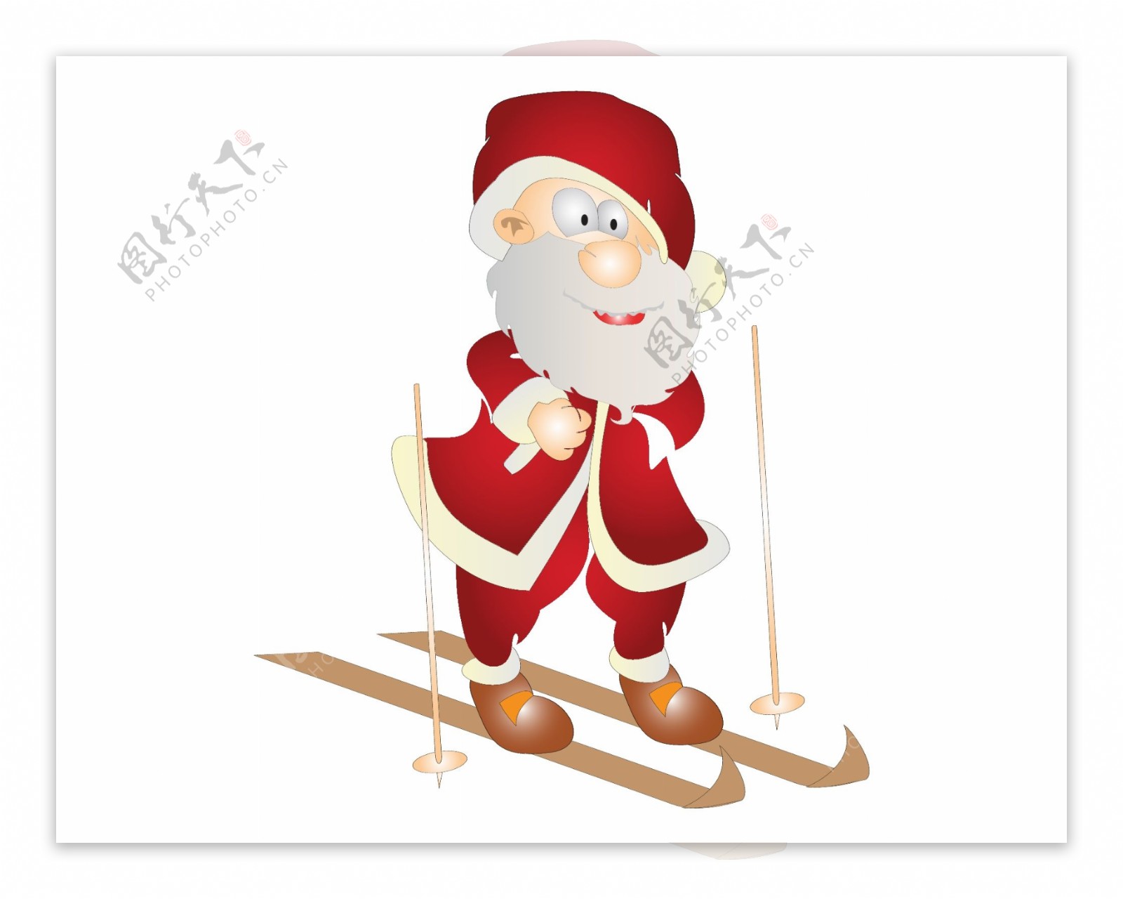 矢量红色圣诞老人滑雪元素