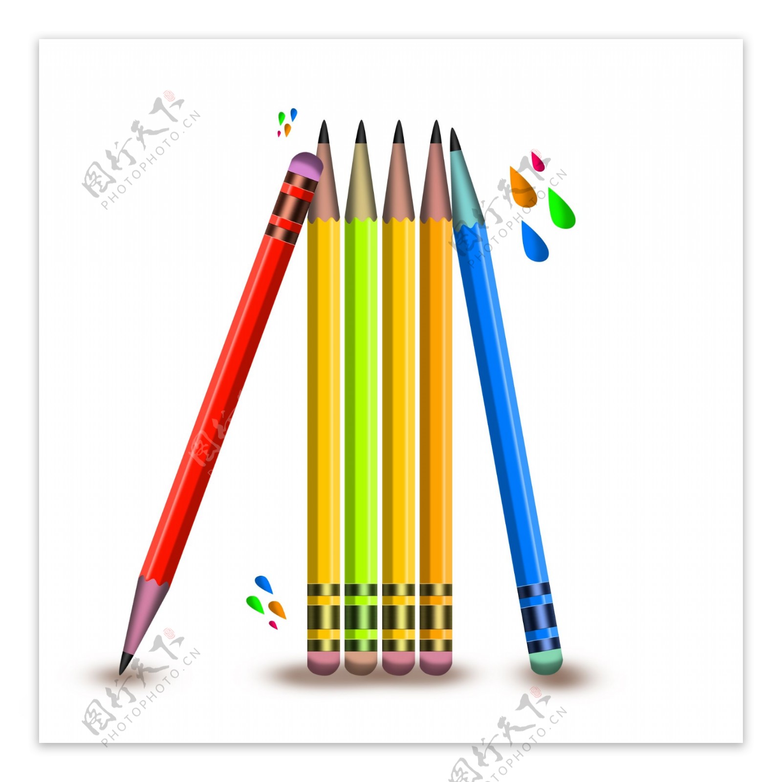 学习元素彩色铅笔素材