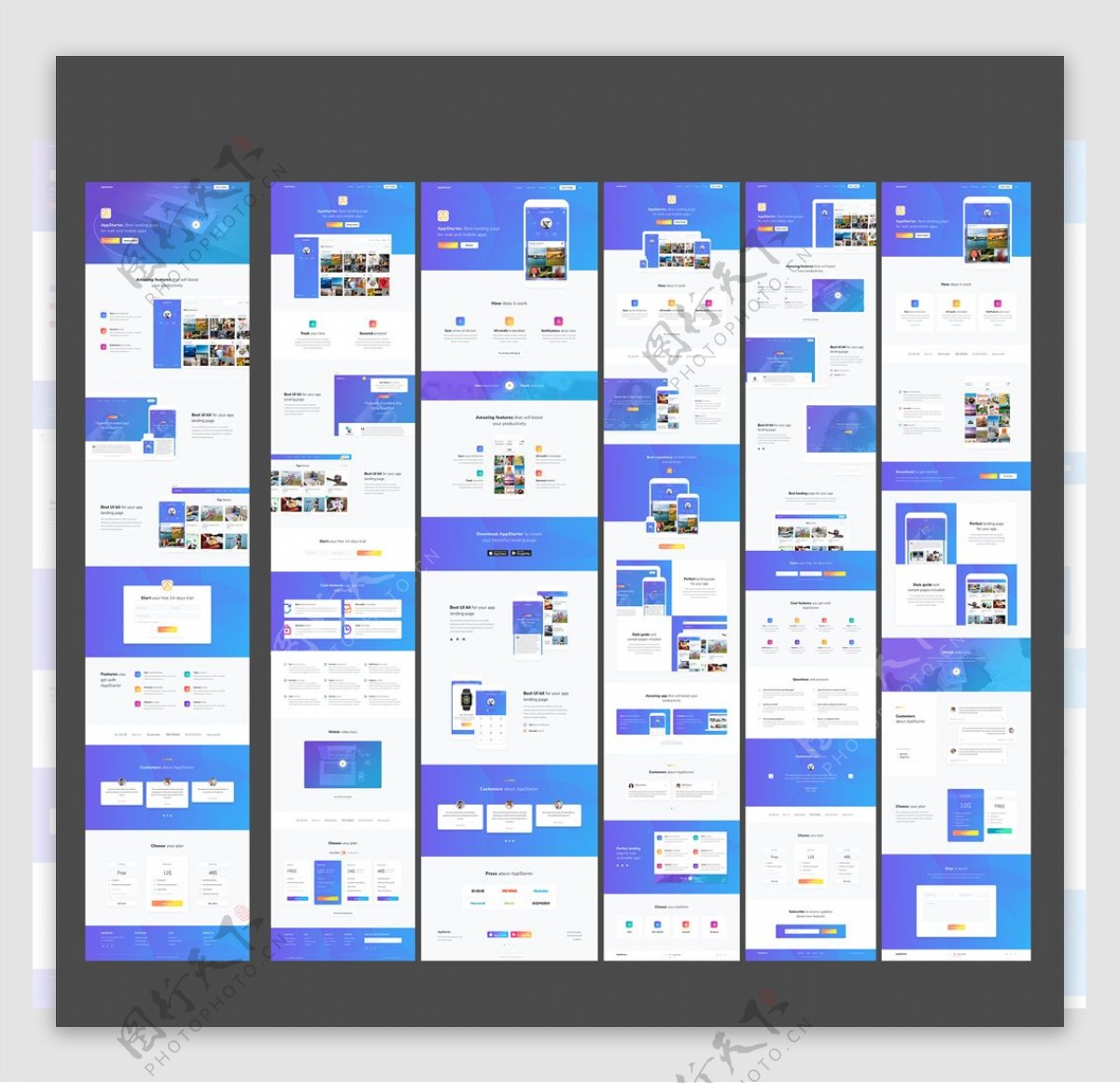 蓝色简洁网页APP界面UI设计