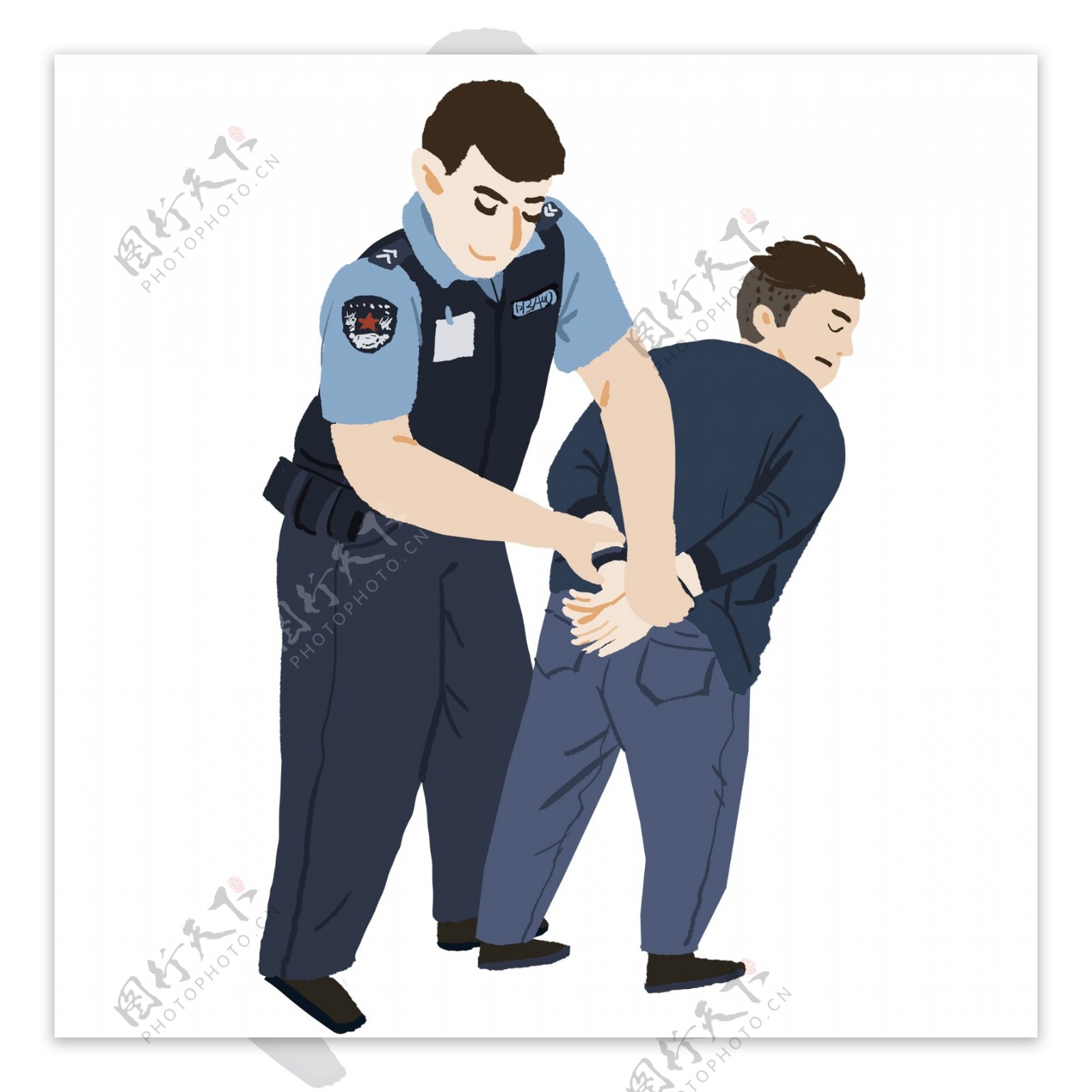 抓捕犯人的警察卡通人物设计