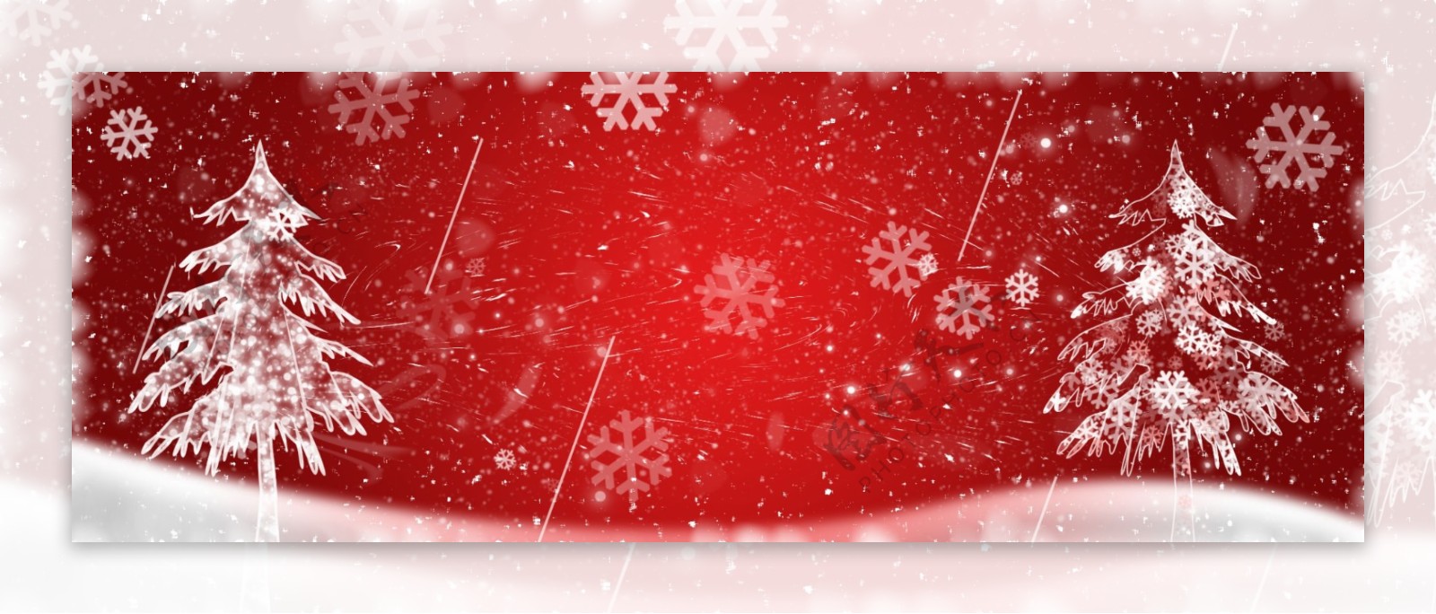 原创雪花红色喜庆圣诞节日背景