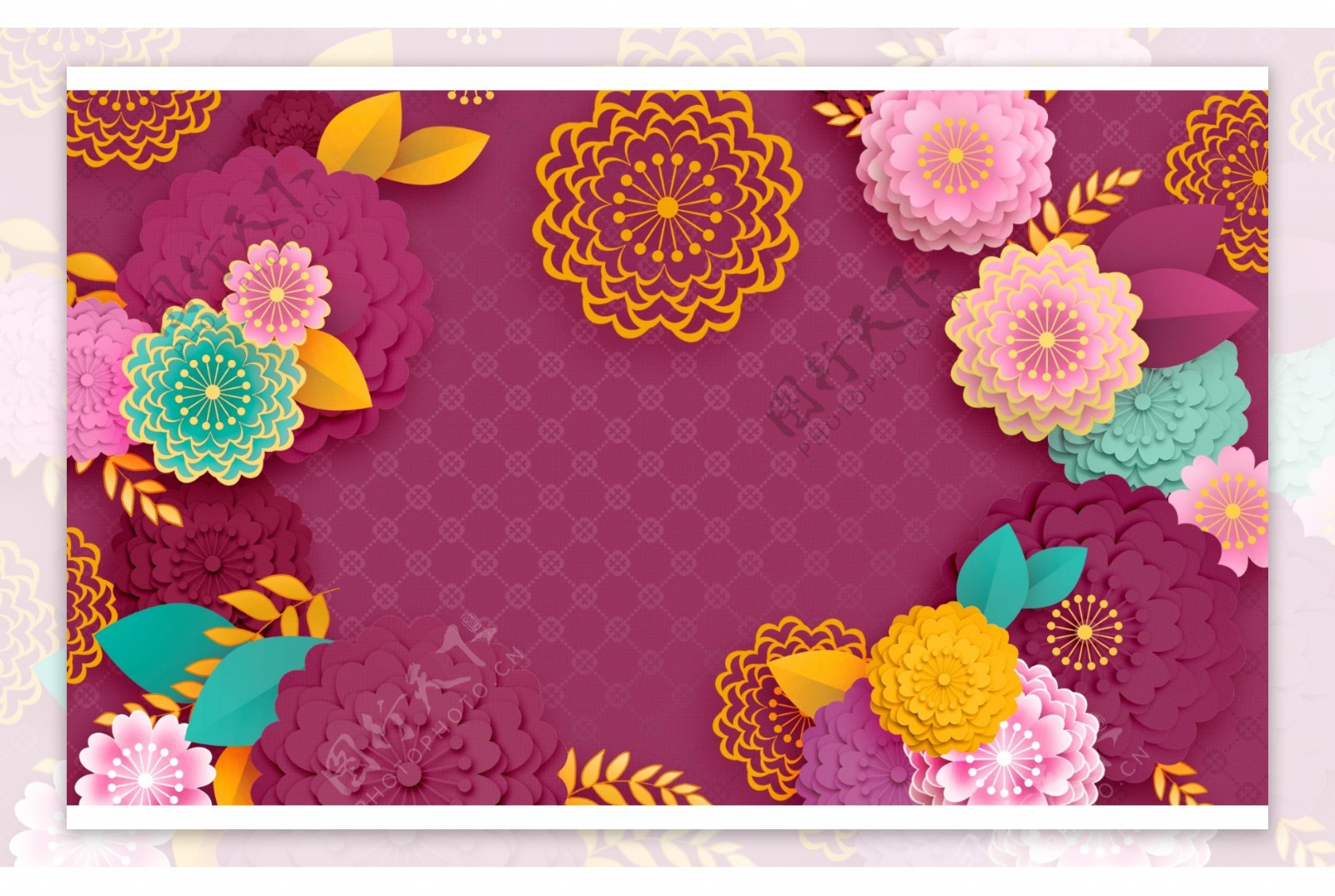 春节高贵花朵底纹背景设计
