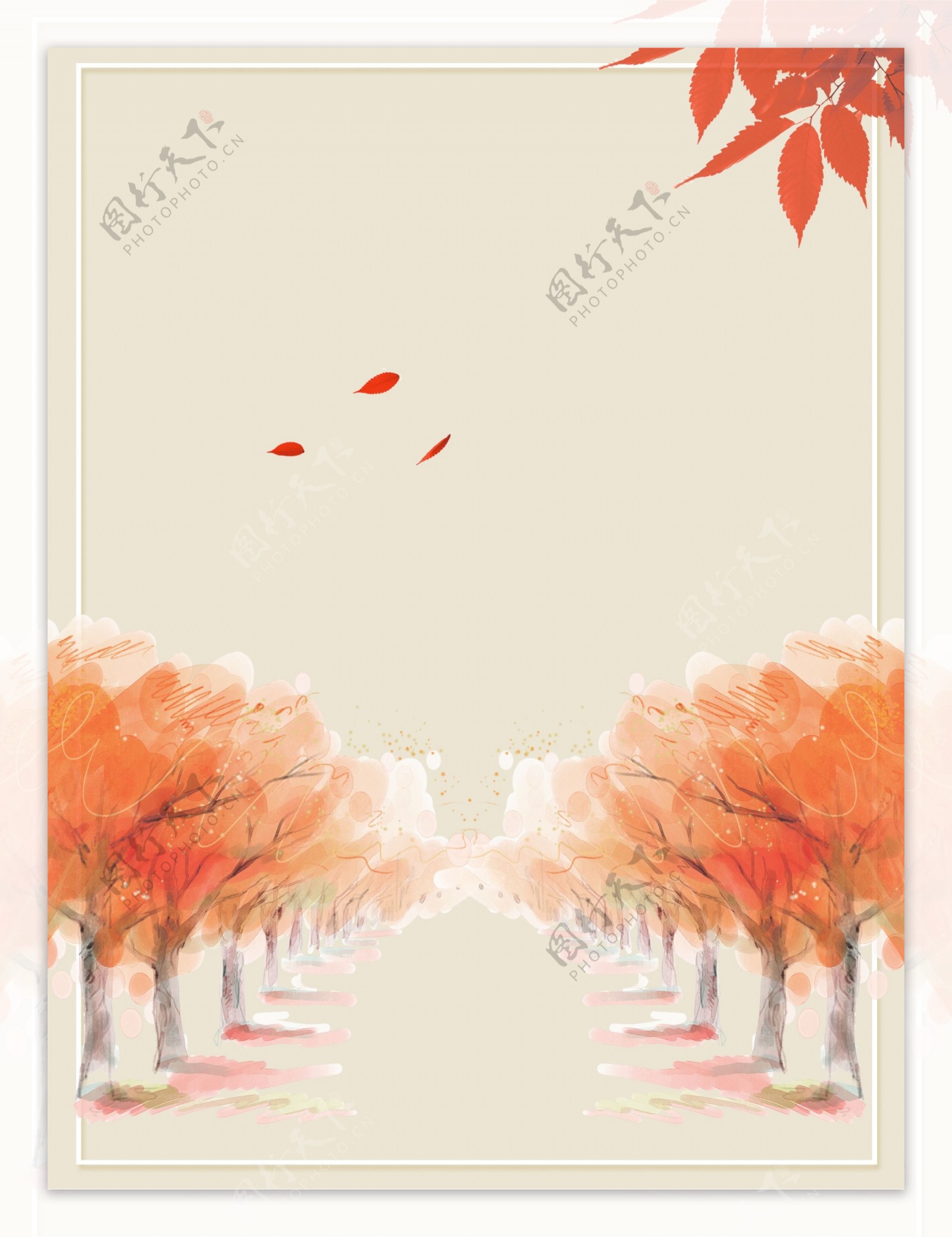 彩绘树木重阳节背景