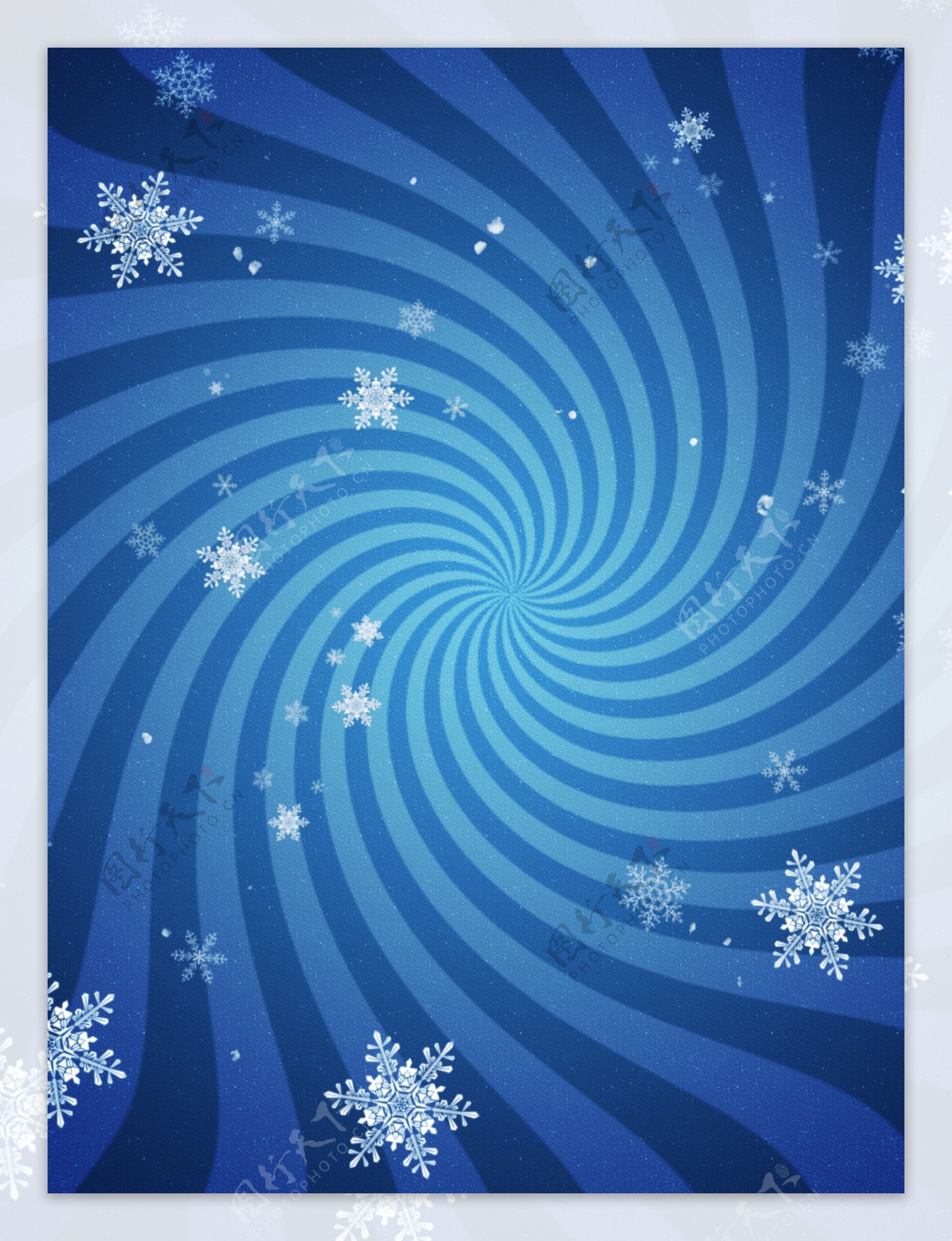 蓝色简约扭曲渐变冬天圣诞节雪花背景